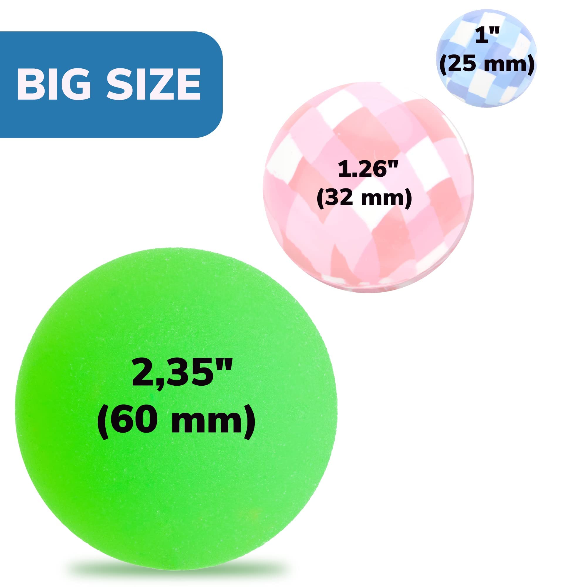Entervending Bouncy Balls - 6 Pack Mixed Color Rubber Balls for Kids (60mm) - High Bounce Party Favors, Birthday Gifts, Classroom Rewards & Outdoor Play