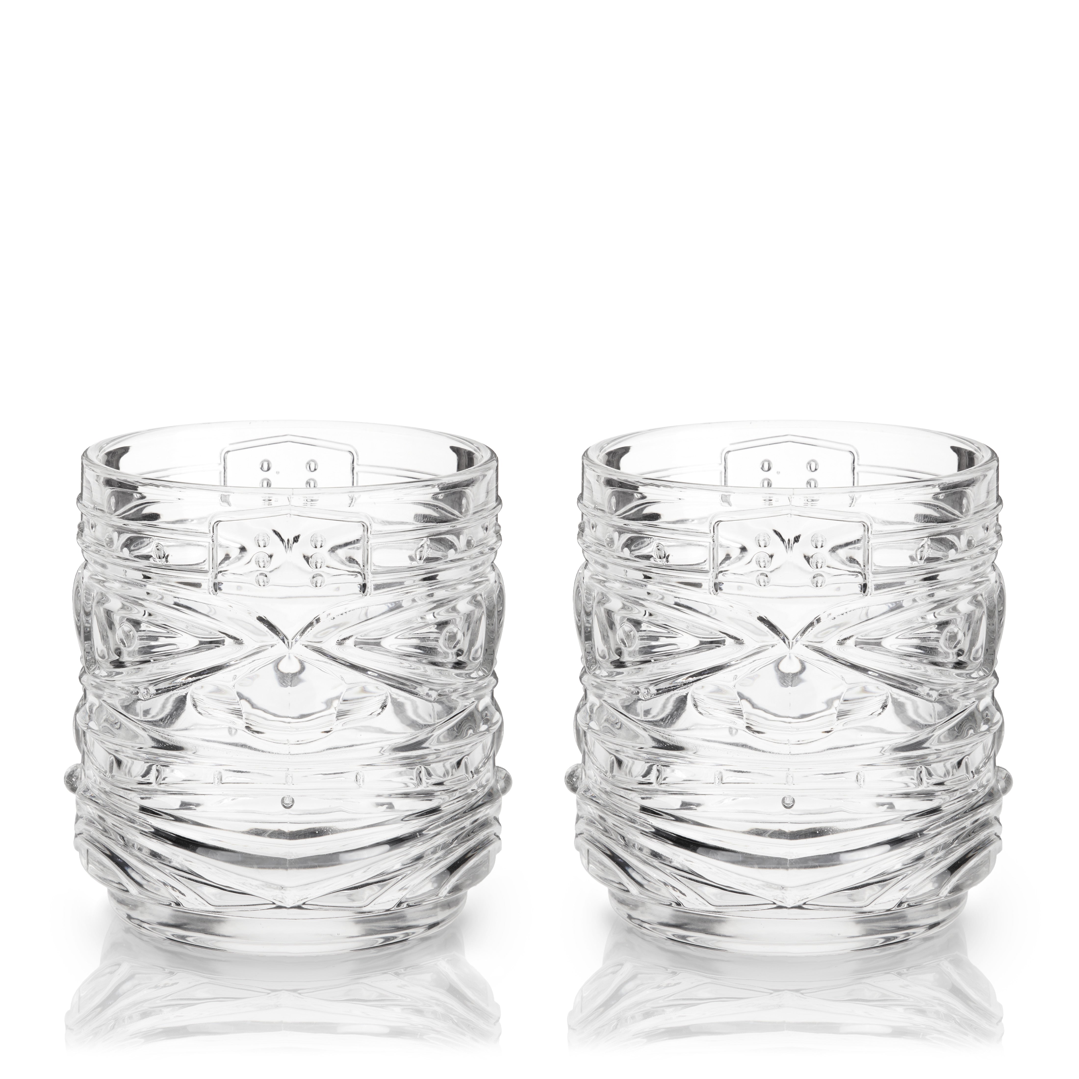 Premium Pacific Crystal Tiki DOF Tumblers Set of 2 - 16oz Double Old Fashioned Glasses for Tropical Cocktails, Beach Parties & Summer Entertaining