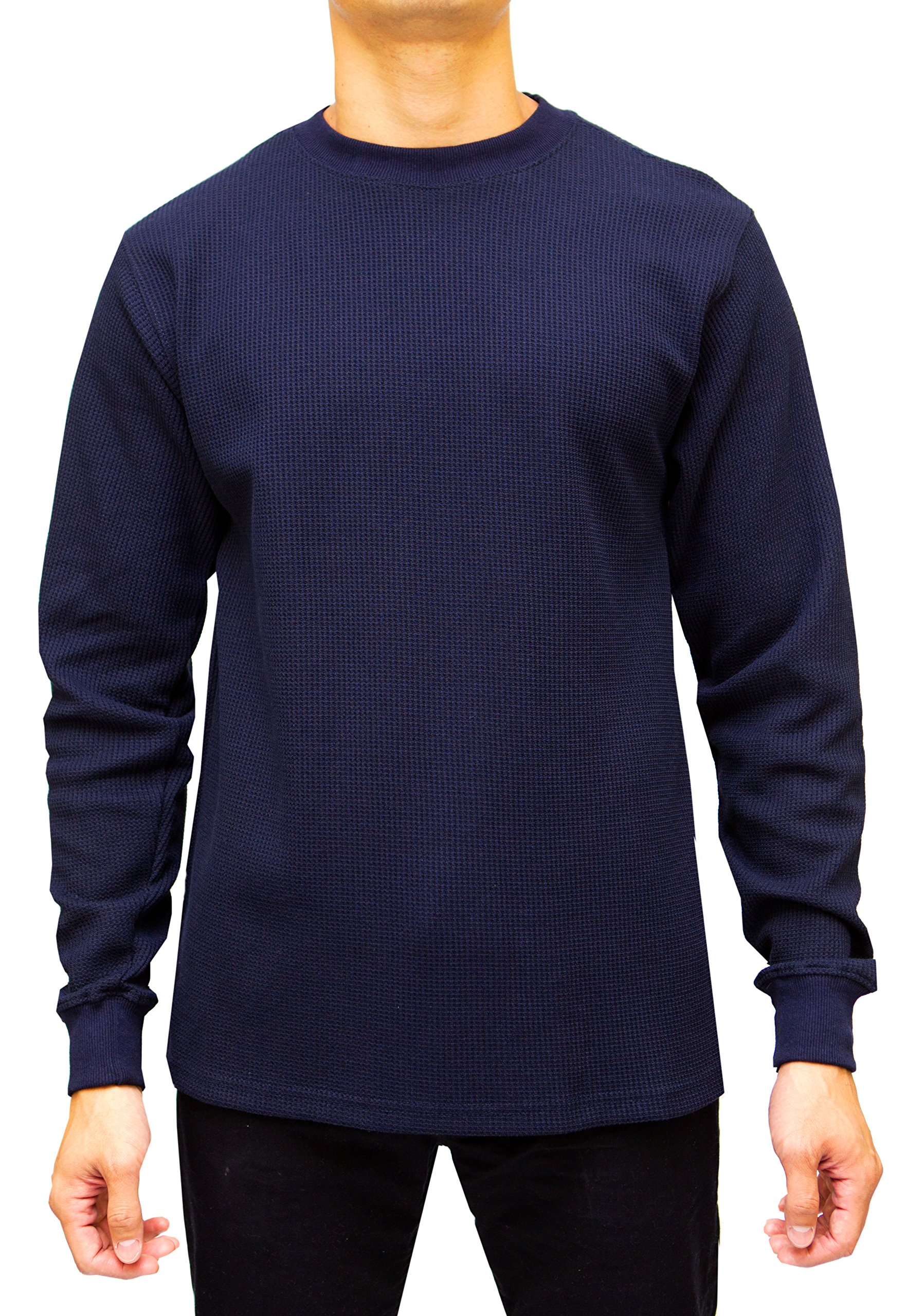 Heavyweight Men's Thermal Long Sleeve Shirt - Rugged Waffle Knit Fabric Crew Neck Top for Cold Weather | Perfect for Winter Layering, Outdoor Work & Casual Wear