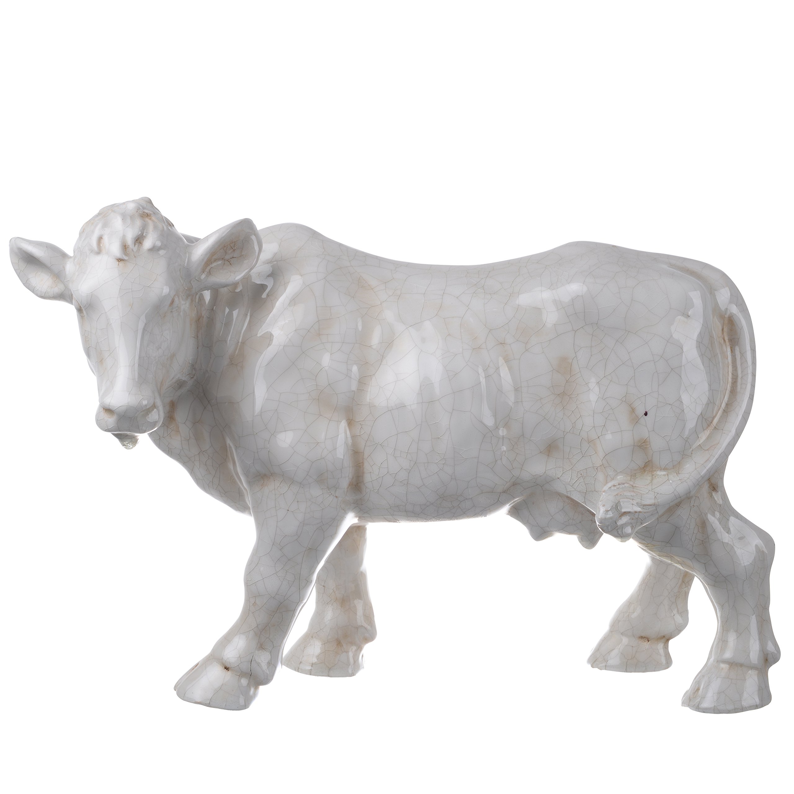 A&B Home White Hector Cow Statuette - Elegant Farmhouse Decor for Kitchen, Living Room, or Office Desk | Perfect Gift for Animal Lovers & Home Decor Enthusiasts