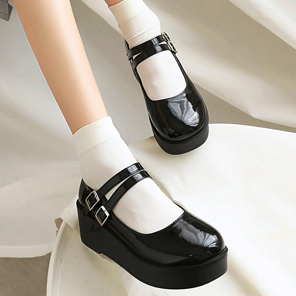 LUXMAX Women's Gothic Punk Platform Wedge Shoes - Mary Jane High Heels for Women | Perfect for Night Out, Cosplay & Alternative Fashion