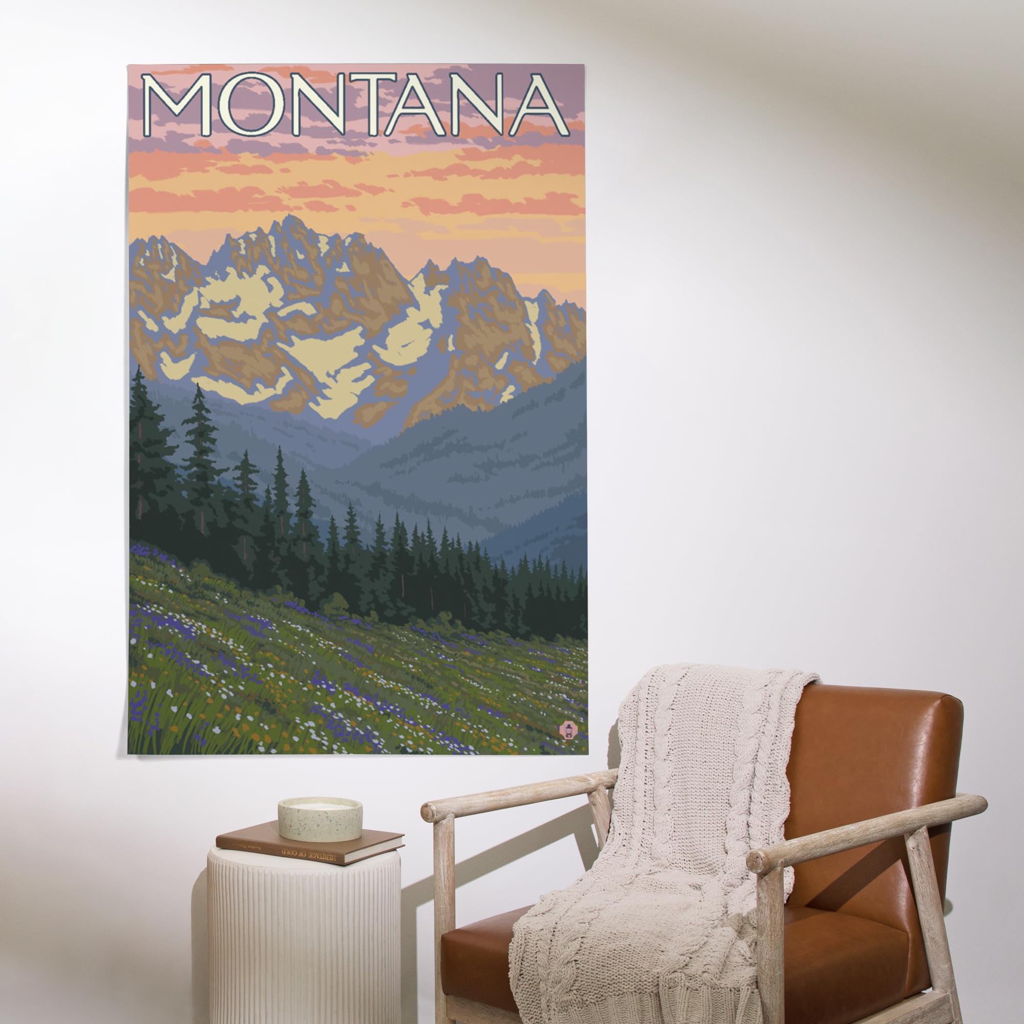 Lantern Press 36x54 Inch Giclee Art Print - Montana Spring Flowers Wall Decor - Premium Canvas Artwork for Living Room, Bedroom & Office