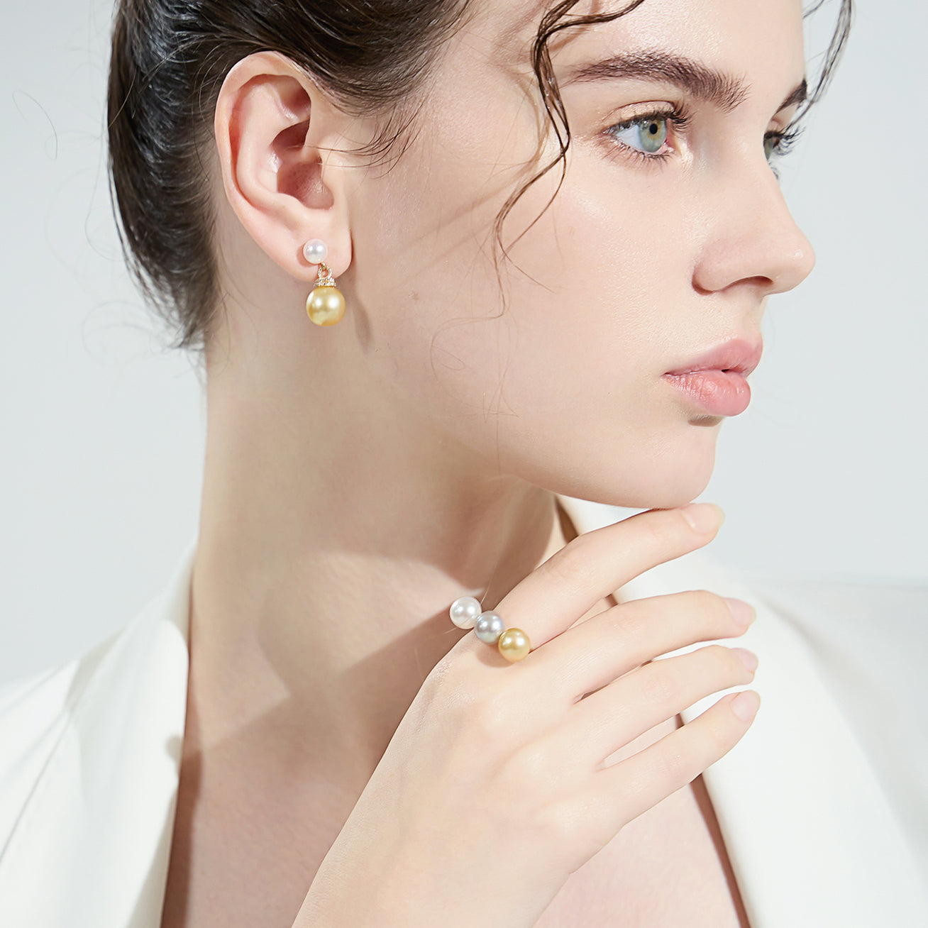 18K Solid Gold South Sea Golden Pearl Ring KR00080 | HARMONY - Elegant Jewelry for Weddings, Anniversaries & Special Occasions