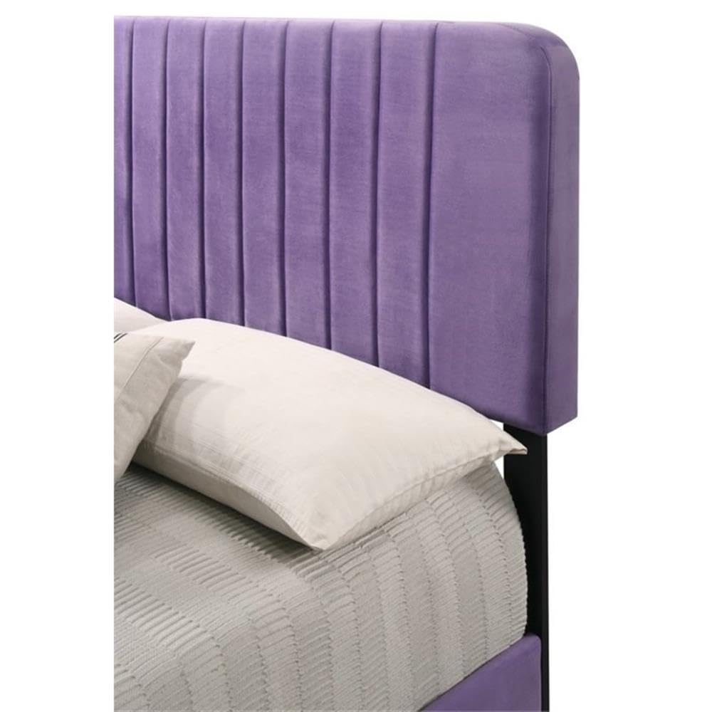 Glory Furniture Lodi Velvet Upholstered Full Size Bed Frame in Purple - Luxurious Soft Fabric Upholstery for Master Bedroom & Guest Room Decor