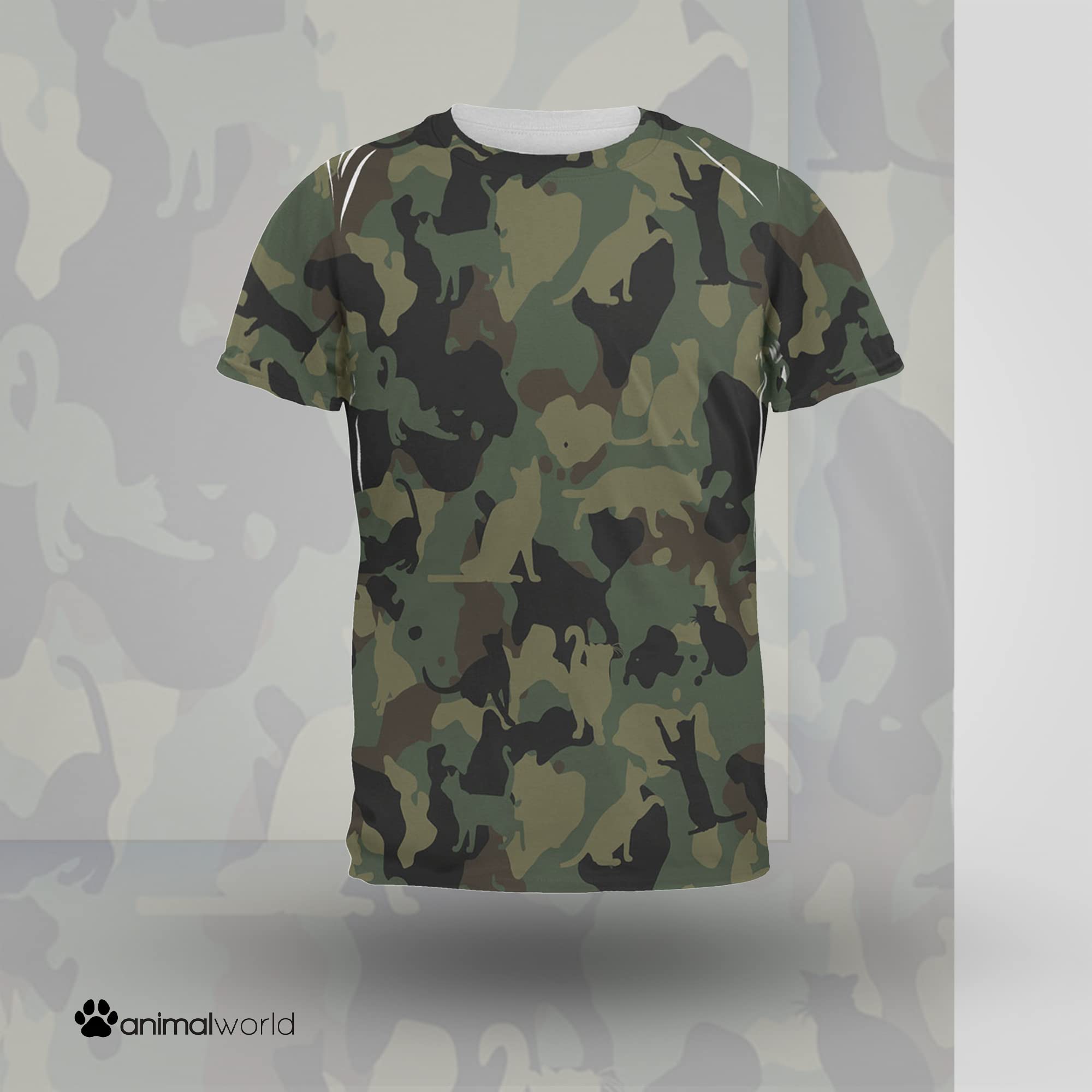 Camo Cat Print T-Shirt for Adults - Funny Animal Lover Tee for Casual Wear & Gifts