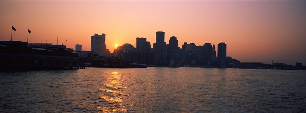 Boston Skyline Peel & Stick Wall Mural - Waterfront Cityscape Decal (36