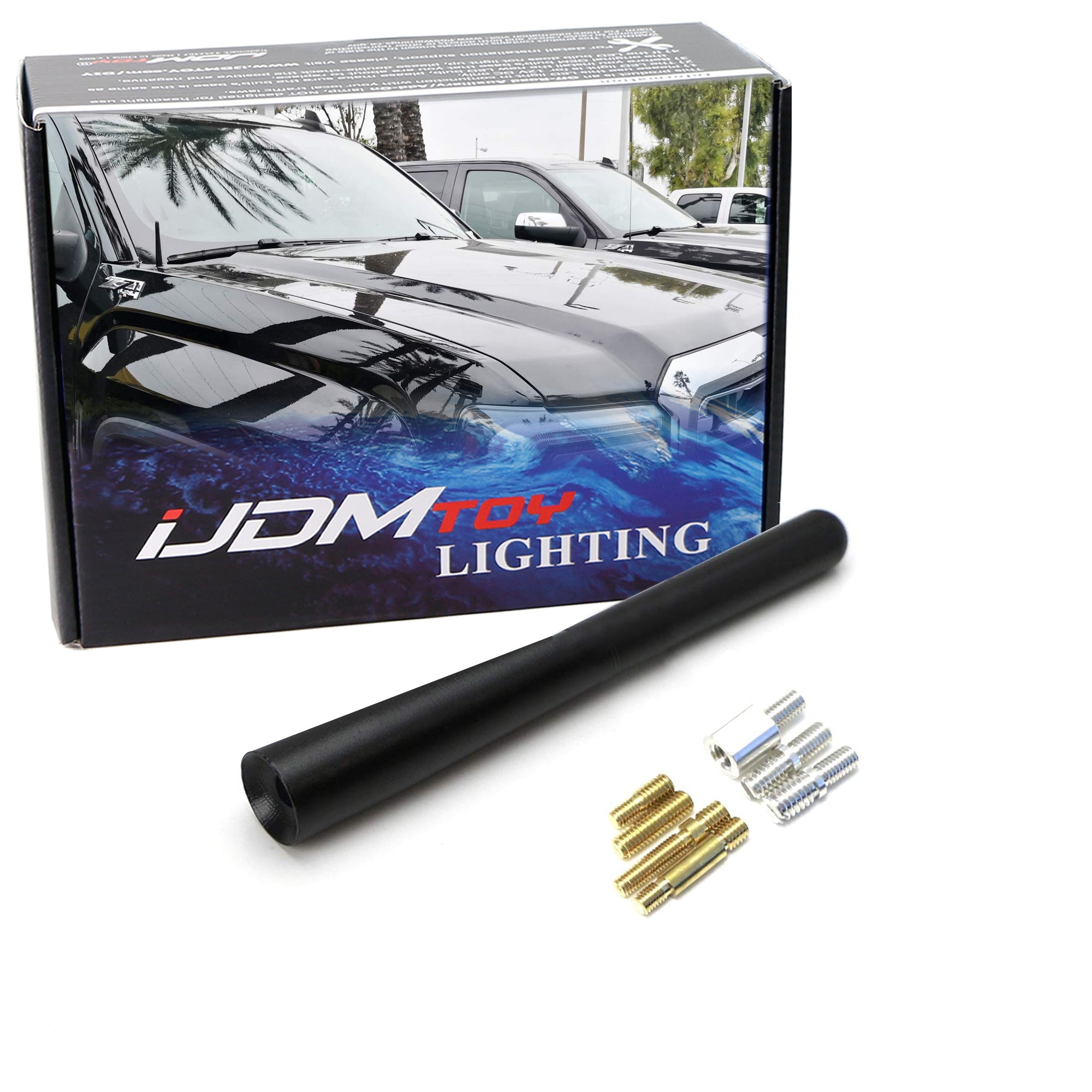 4 Inch Black Metal Short Radio Antenna Stubby for Chevy GMC Pickup Trucks - Durable Car Accessory for Improved FM/AM Reception on Road Trips & Daily Commutes