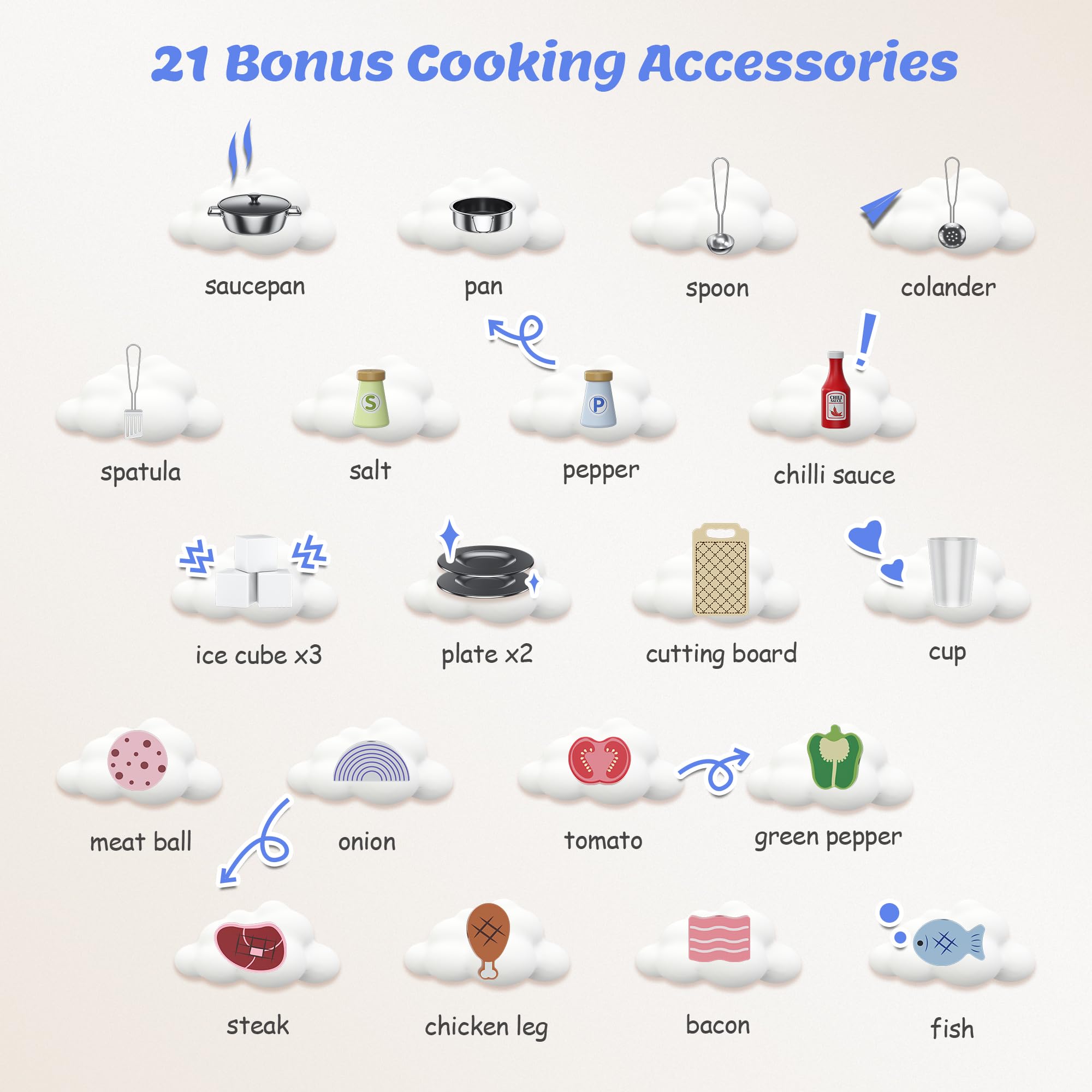 **Wooden Play Kitchen for Kids - Toy Kitchen Set with 21 Accessories, Oven, Microwave, Ice Maker & BBQ | Lights & Sounds | Storage System | Gift for Toddlers Ages 3+ | Pretend Play, Birthday & Christmas Gift Idea**