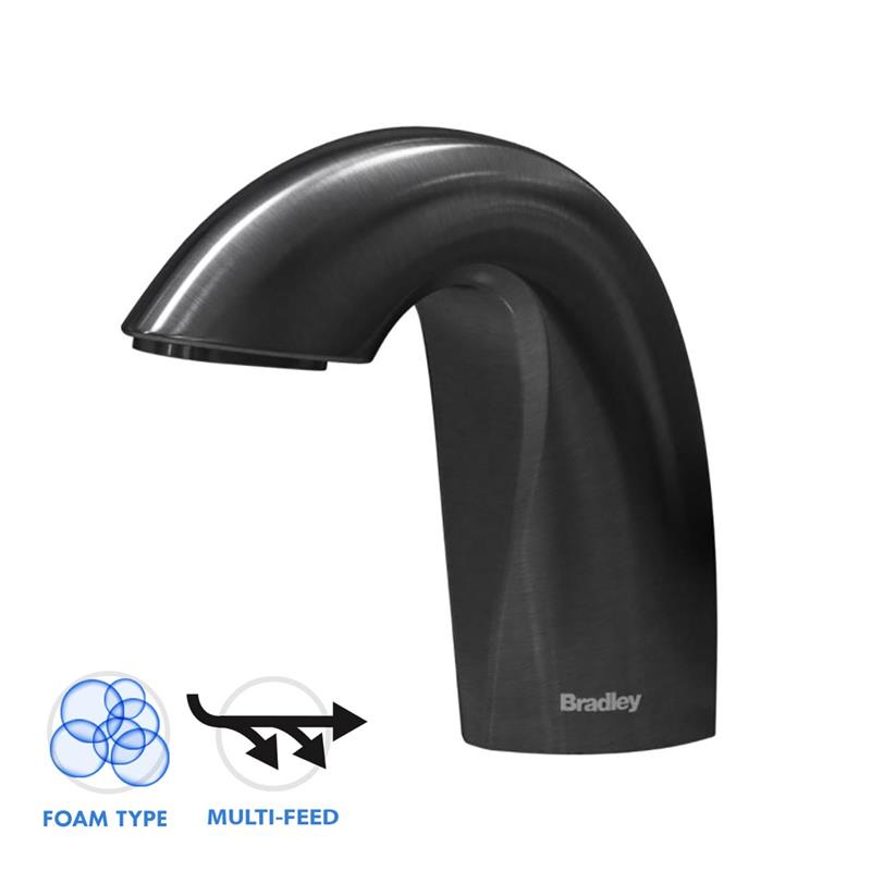 Bradley 3100 RLM Crest Series Multi-Feed Tank Deck Mounted Liquid Soap Dispenser - Commercial & Residential Use for Kitchens, Bathrooms, and Restrooms