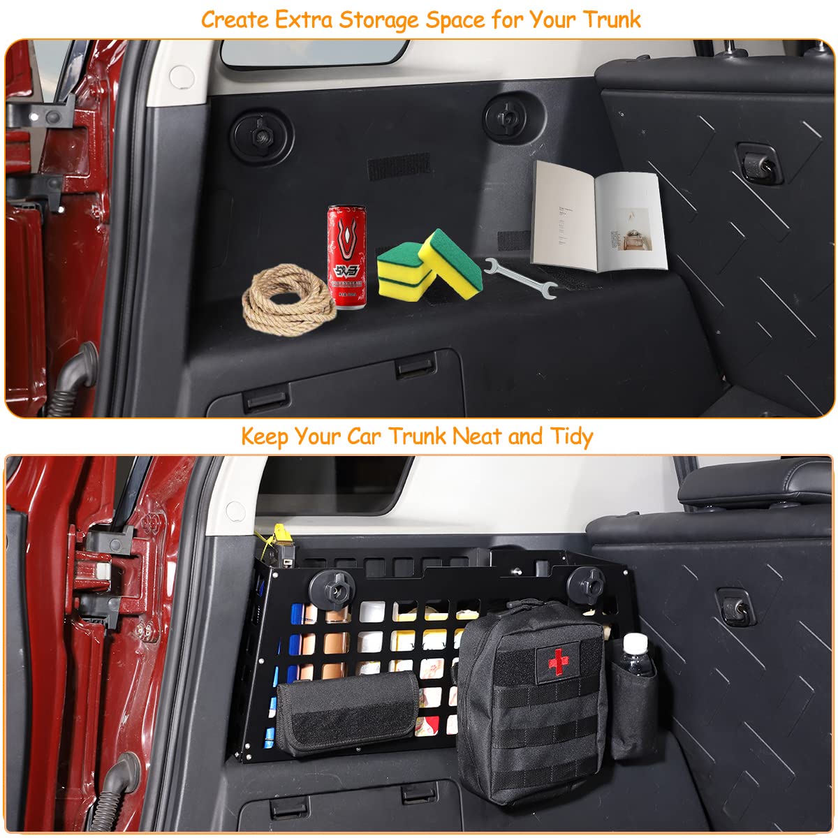 2007-2021 Toyota FJ Cruiser Rear Left Trunk Organizer - Aluminum Alloy Storage Holder for More Cargo Space - Black - Perfect for Camping Gear, Tools & Road Trip Essentials