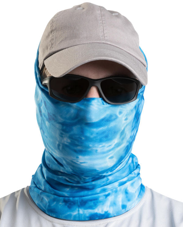 UPF 50+ Camo Tube Gaiter Face Mask for Men - Sun Protection Neck Gaiter with Aqua Design - Perfect for Hiking, Cycling & Outdoor Activities