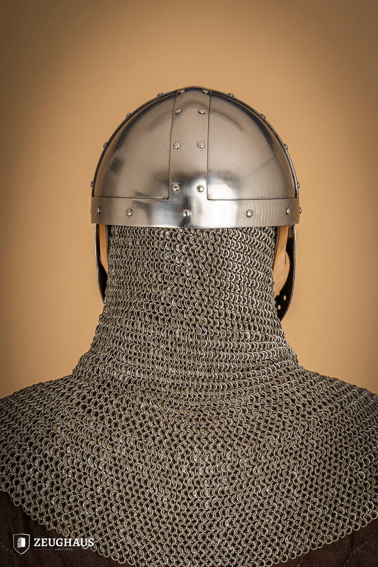 Medieval Spangenhelm Helmet with 2mm Polished Steel Face Guard - Perfect for LARP, Cosplay, and Historical Reenactments