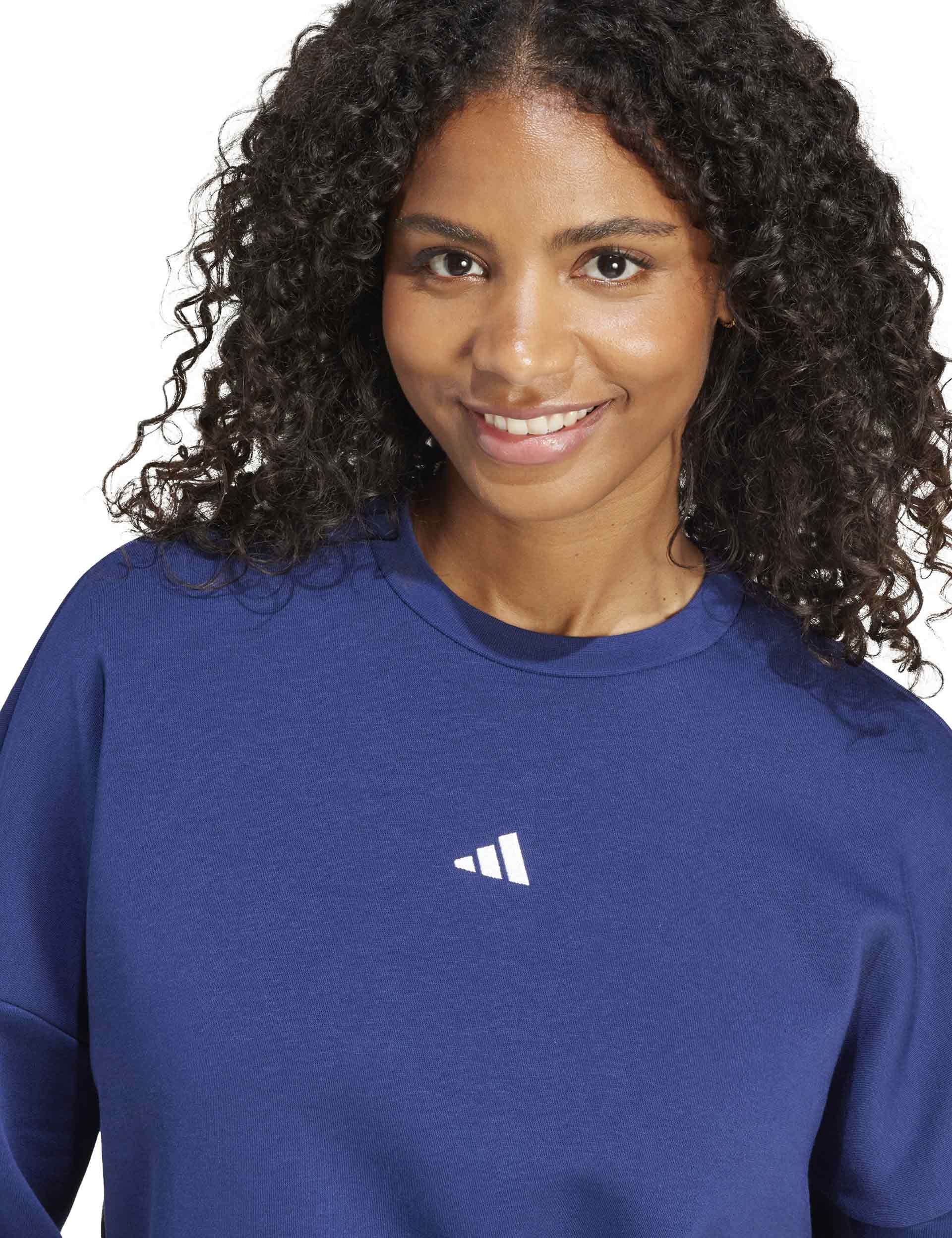 Essentials Small Logo Feelcozy Sweatshirt - Dark Blue & White | Comfortable Casual Pullover for Men & Women | Perfect for Lounge Wear, Gym, and Everyday Outfits