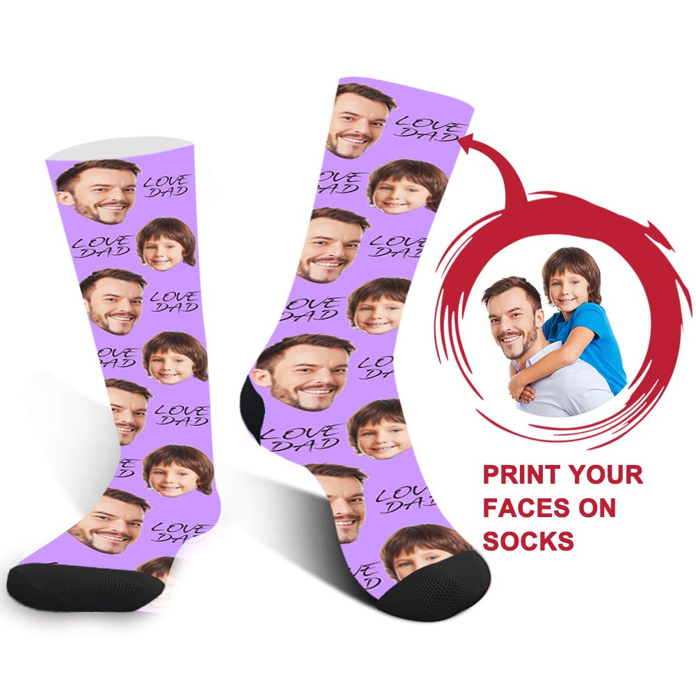 Custom Photo Socks - Personalized Face Socks with Your Picture - Unique Father's Day Gift Idea for Dad - Great for Birthdays, Anniversaries & Special Occasions
