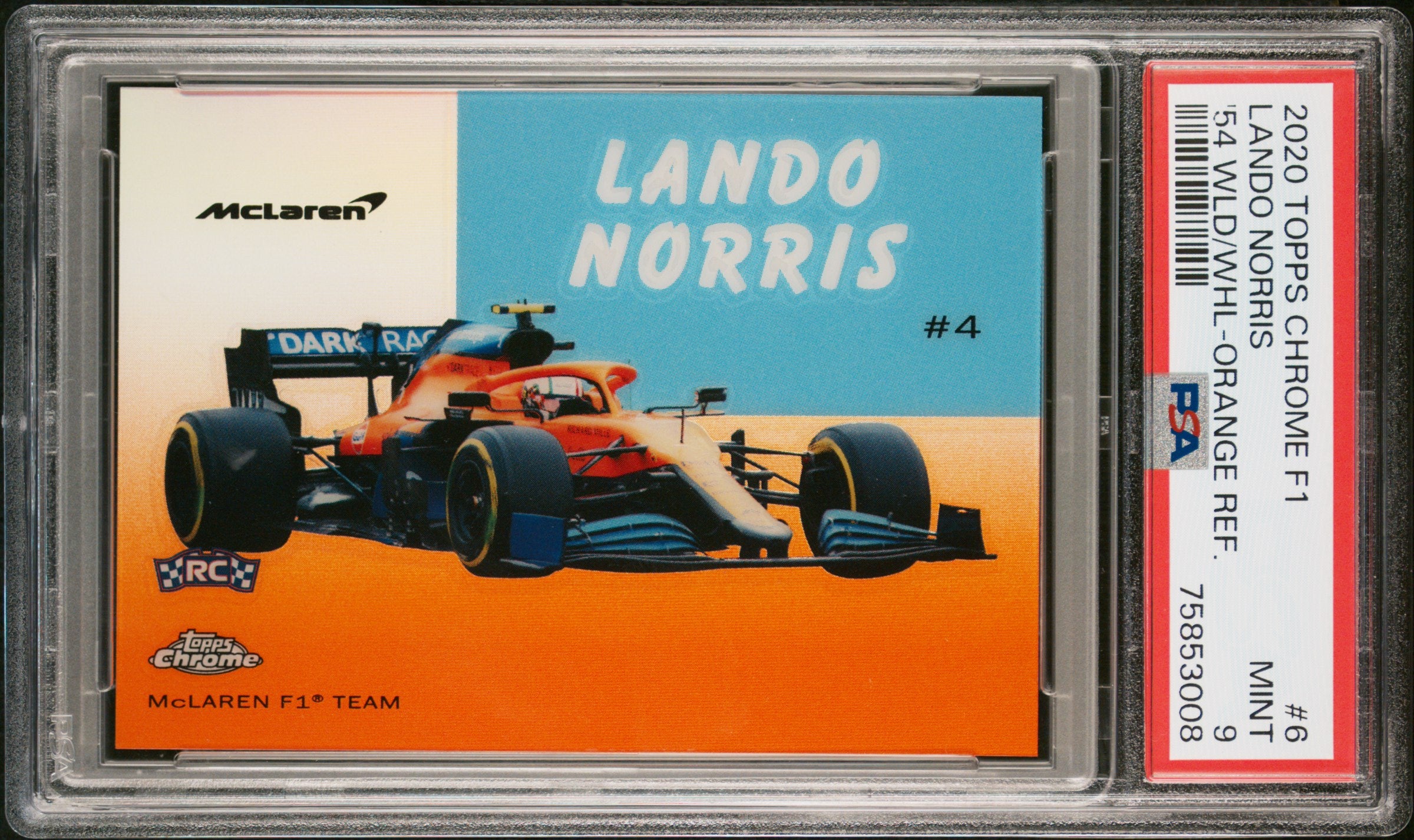 2020 Topps Chrome F1 Lando Norris #6 Orange Rookie Card PSA 9 21/25 - Collectible Racing Memorabilia for F1 Fans & Sports Card Enthusiasts