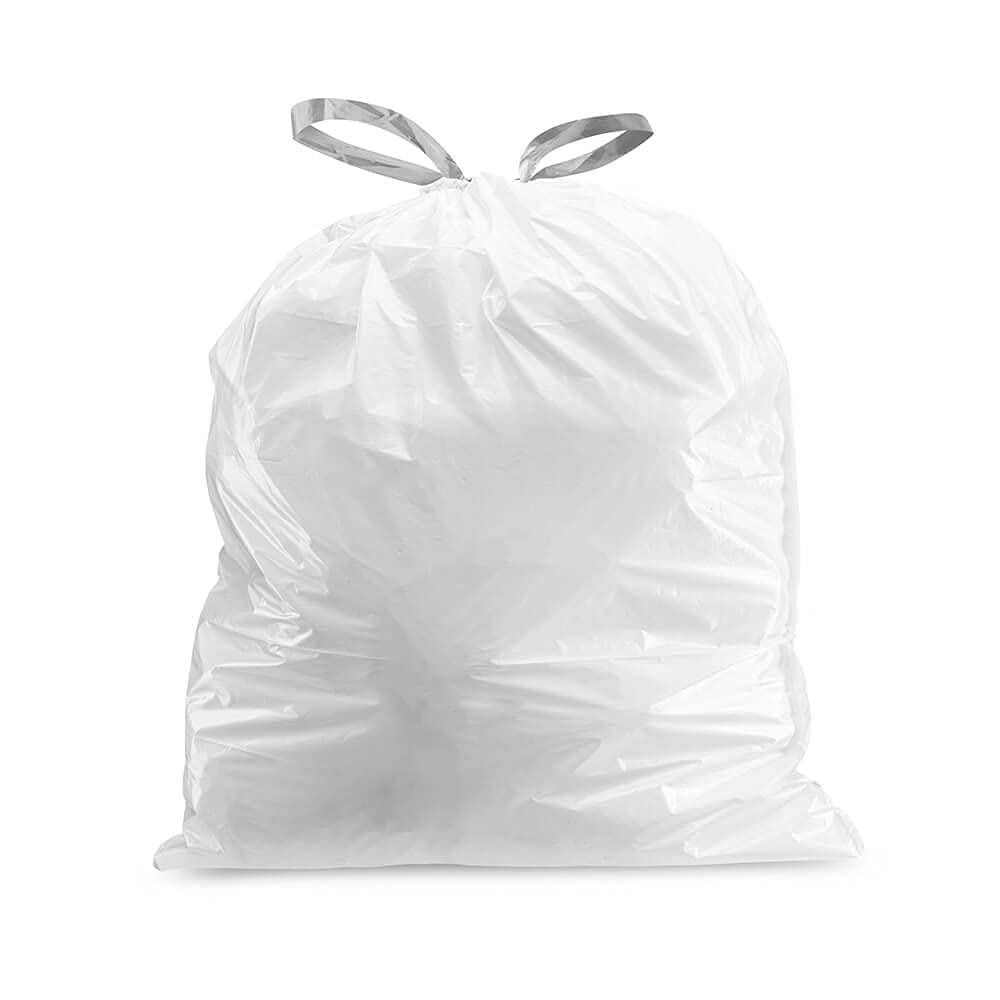 Plasticplace White Drawstring Trash Bags - 100 Count, 2.6-3.2 Gallon (10-12 Liter) - Compatible with Simplehuman Code C - 14.75
