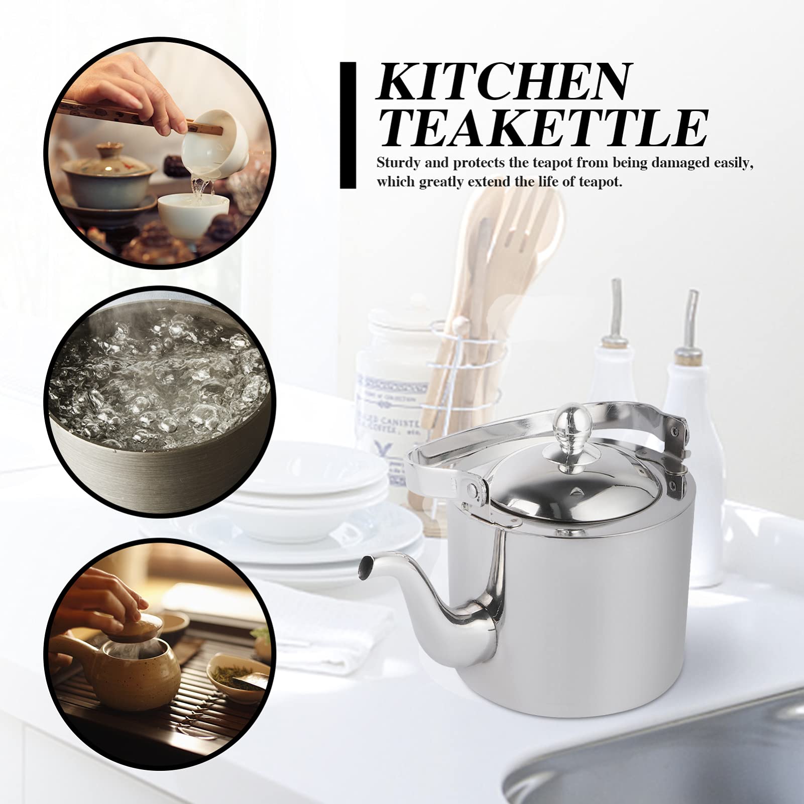 Stainless Steel Tea Kettle with Infuser - Large Stovetop Safe Teapot for Loose Leaf & Herbal Tea | Perfect for Home, Office & Outdoor Tea Brewing