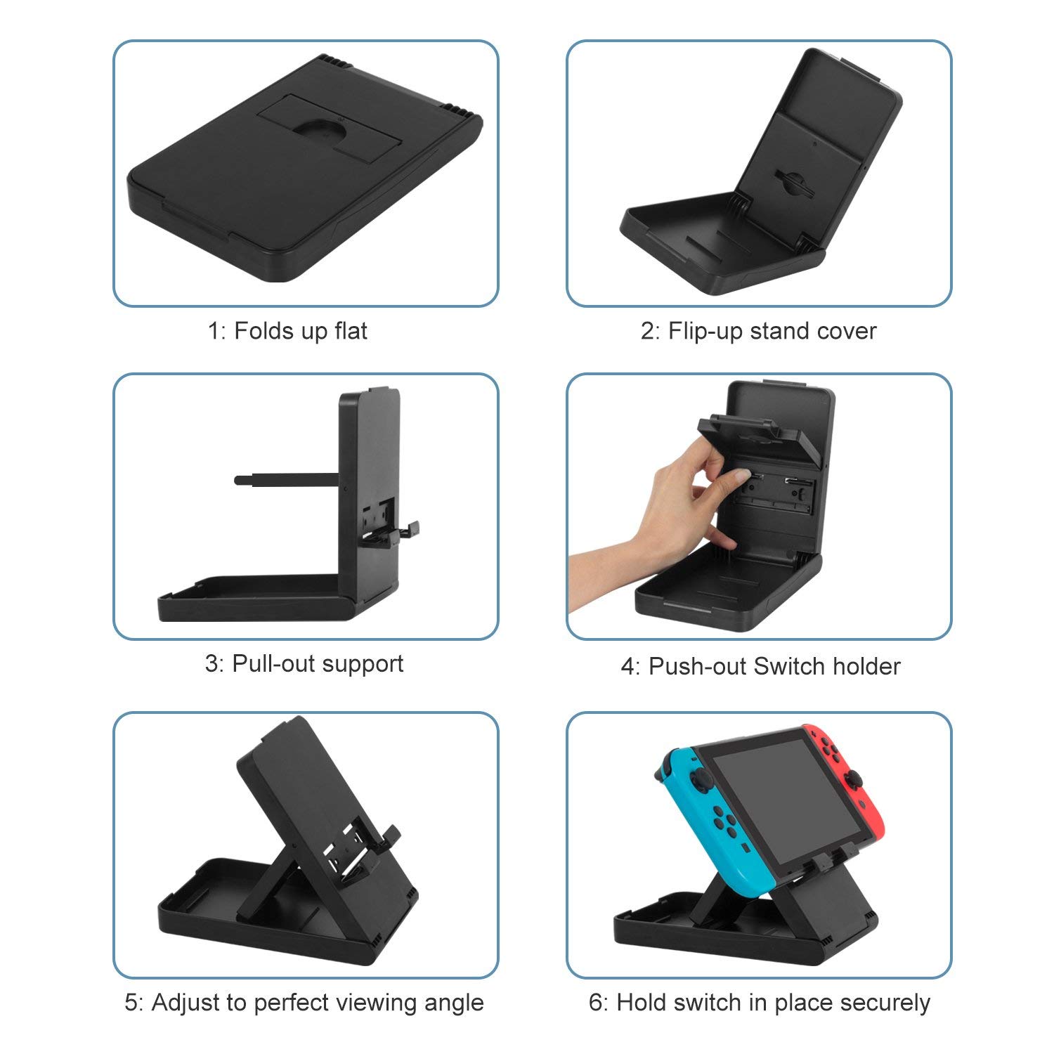 Foldable Multi-Angle Stand for Nintendo Switch & Switch Lite - Portable Gaming Holder Compatible with iPad, iPhone, Samsung Galaxy Tablets & Android Devices | Perfect for Travel, Bed Gaming & Hands-Free Viewing
