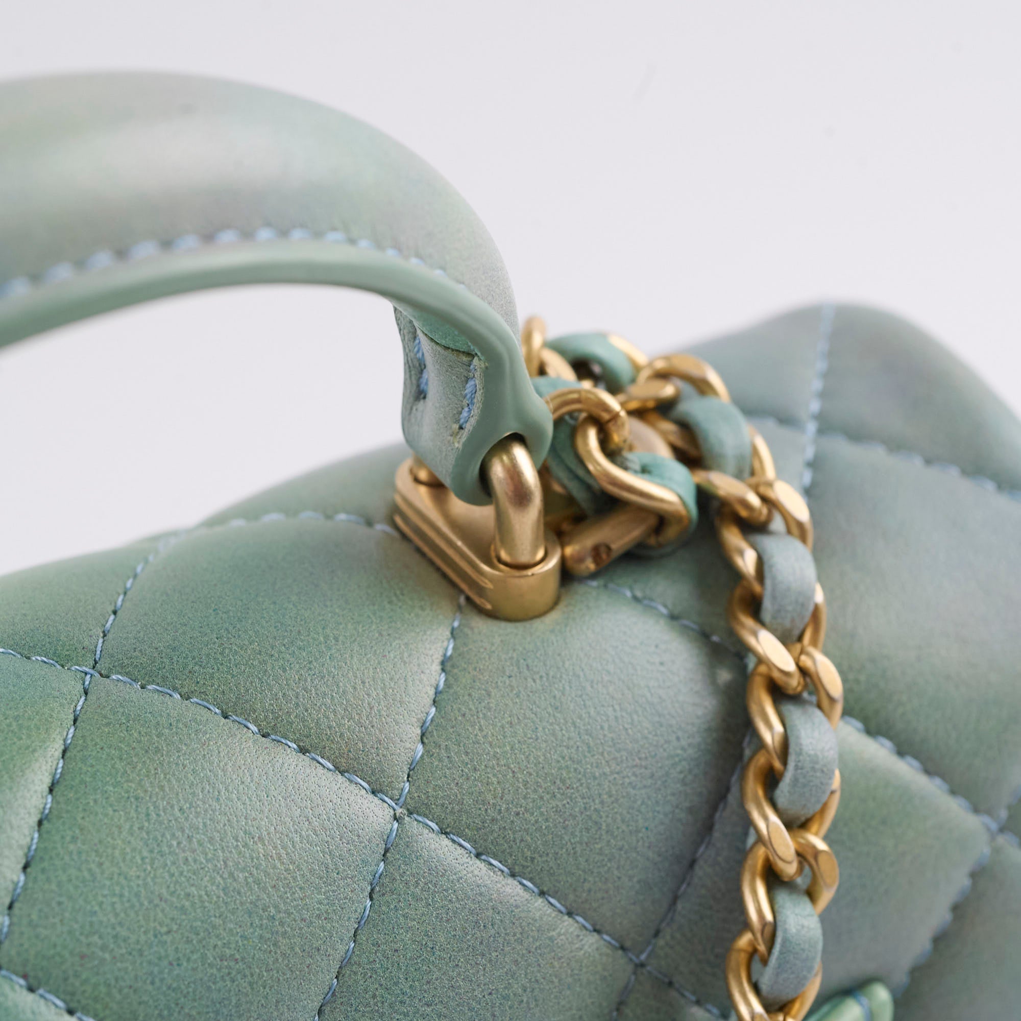 Chanel Mini Rectangular Lambskin Top Handle Bag in Ombre Green with Microchip - Perfect for Evening Events, Date Nights & Luxury Fashion Collectors