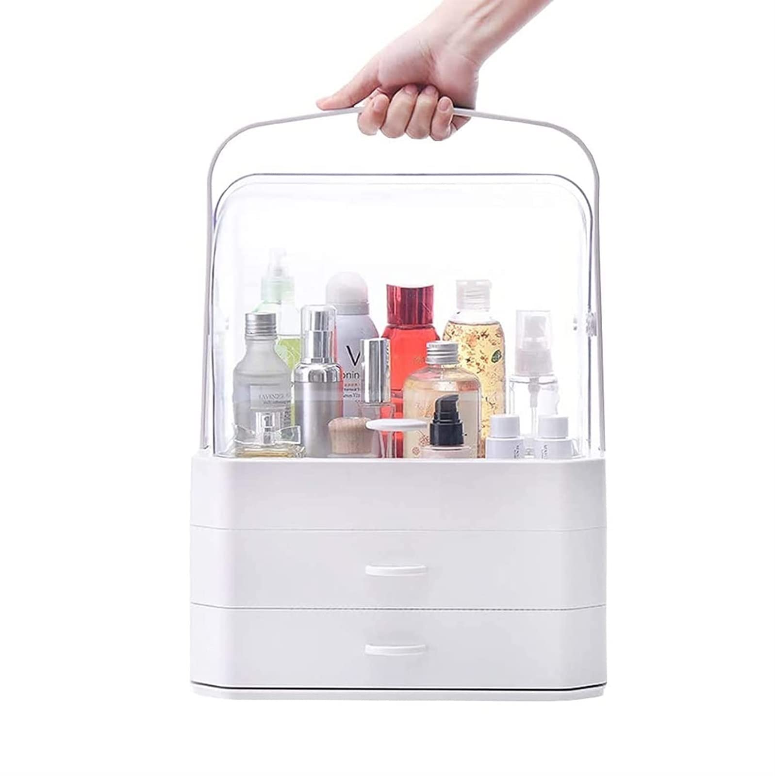 Waterproof & Dustproof Makeup Organizer Box with Lid - Large Cosmetic Storage Case for Makeup Brushes, Skincare & Beauty Products | Perfect for Bathroom Vanity, Dresser, or Bedroom Countertop Organization