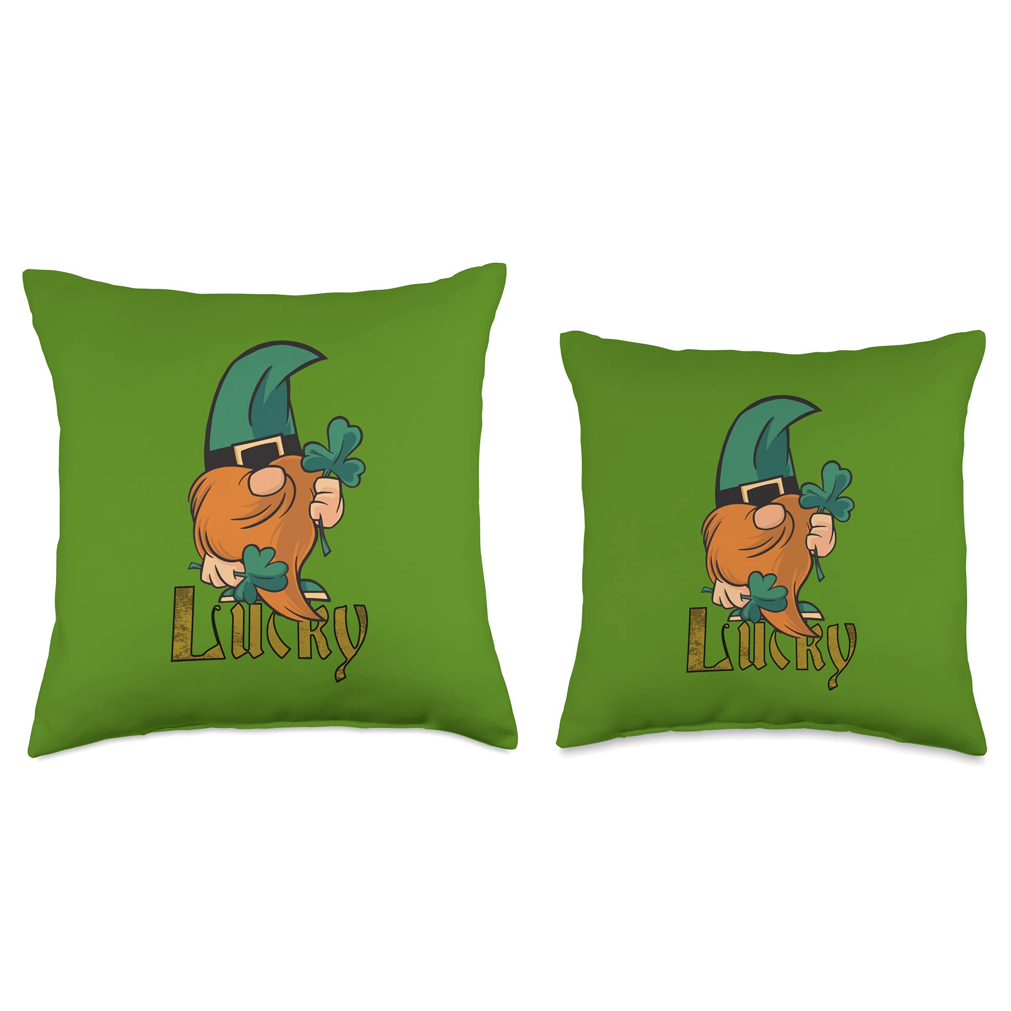 Lucky St. Patrick's Day Gnome & Leprechaun Throw Pillow - Cute Home Decor for Irish Themed Parties, Living Room Sofa & Bedroom Accent