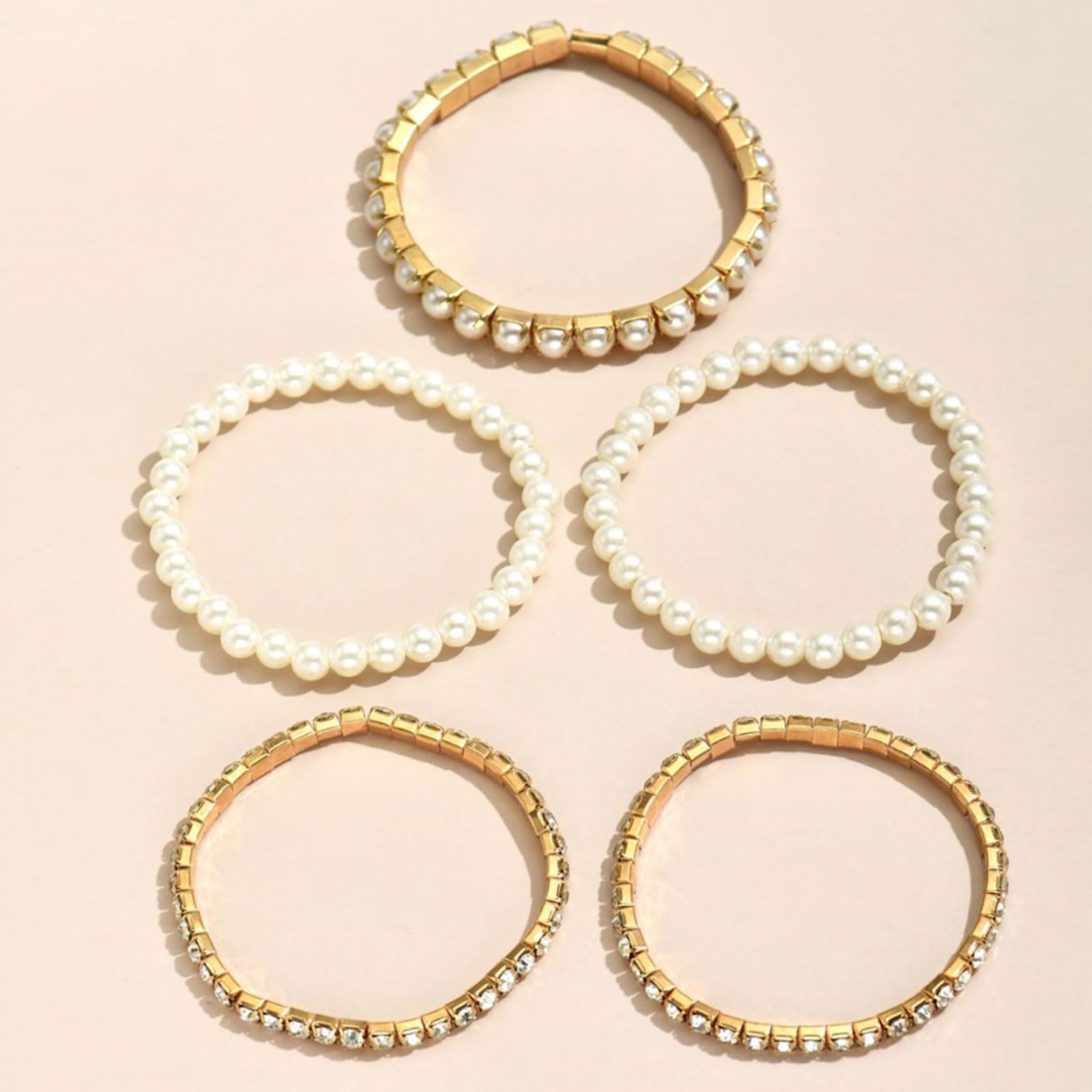 Elegant Pearl Bracelets for Women - Stretch Crystal Rhinestone Beaded Bangle, Stackable Wedding Jewelry for Brides | Perfect for Bridal Accessories, Anniversary Gifts & Formal Occasions