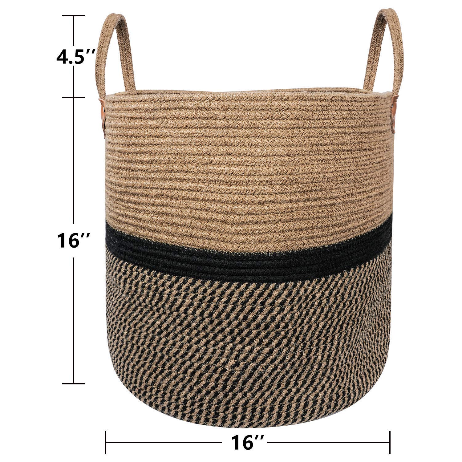 CHICVITA Large Jute Basket with Handles - Natural Woven Storage Baskets Set of 2 for Home Organization, Laundry, Blanket & Toy Storage - Eco-Friendly Decor for Living Room, Bedroom & Nursery