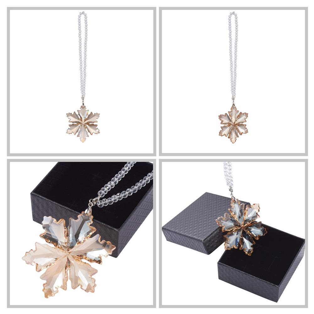 Elegant Crystal Snowflake Car Rear View Mirror Pendant - Champagne Christmas Car Hanging Ornament & Lucky Charm | Perfect for Holiday Decorations, Gift Giving & Year-Round Vehicle Accessories