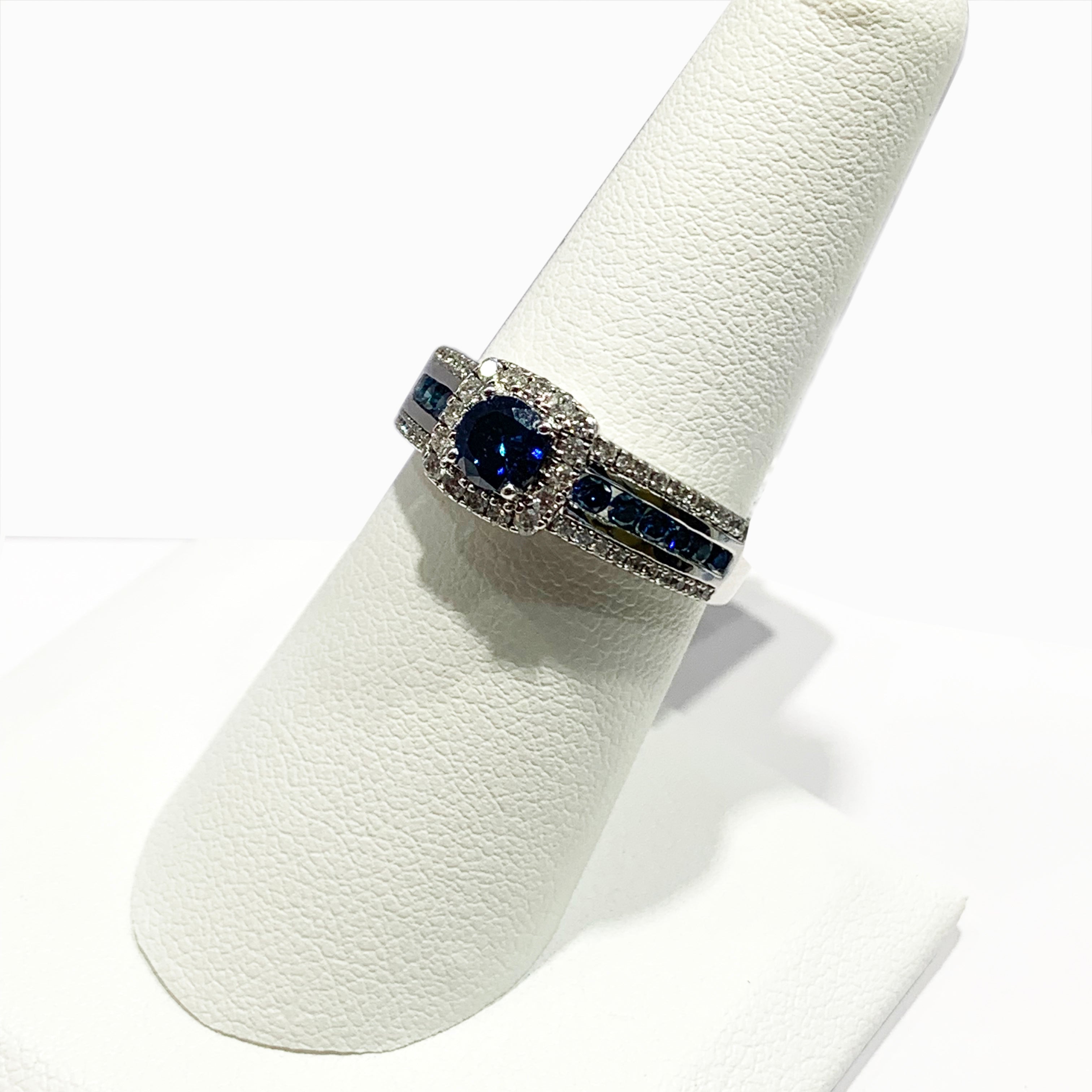 14K White Gold Blue Diamond Ring for Women - Elegant Solitaire Engagement & Wedding Band - Perfect for Proposals, Anniversaries, and Special Occasions