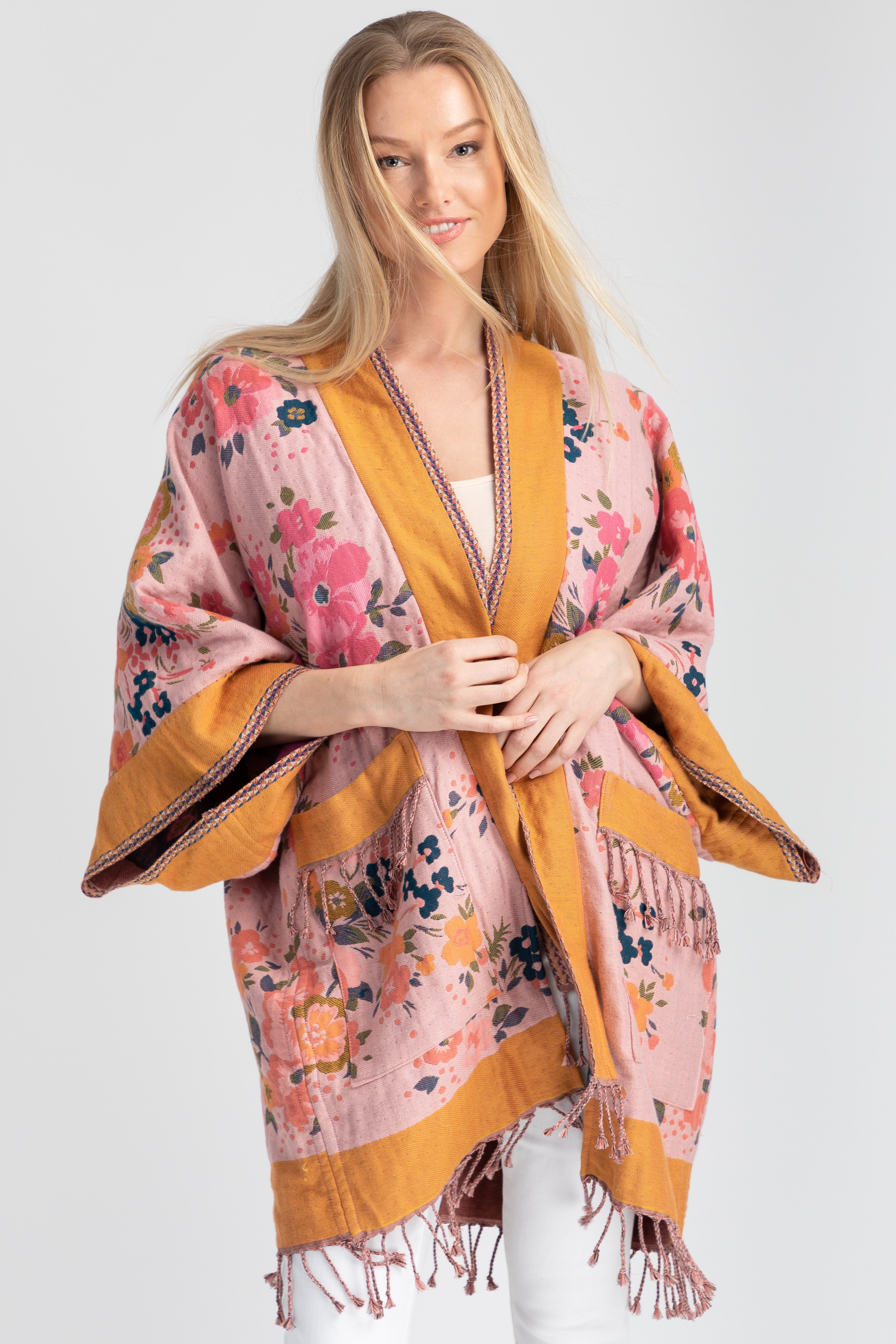 Kirkville Floral Kimono Robe - Women's Lightweight Bathrobe with Pockets - Perfect for Spa, Lounging & Bridal Party Gifts