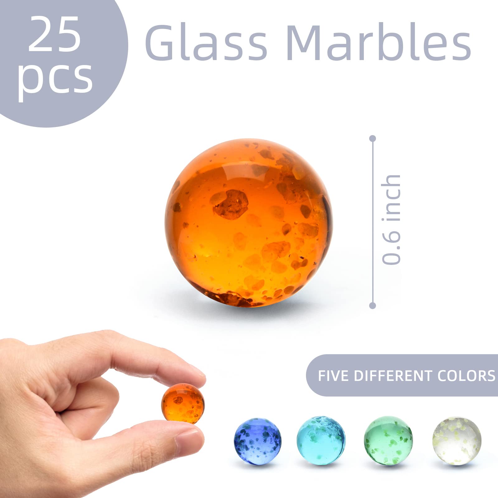 25 PCS Glow in The Dark Marbles - Bulk Luminous Colorful Glass Marbles for Kids, Marble Games & Nighttime Fun | Perfect for Marble Runs, DIY Crafts & Sensory Play