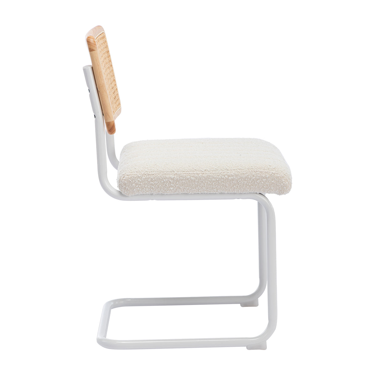 Blake Rattan Boucle Dining Chair - Modern Woven Rattan Accent Chair for Kitchen, Dining Room, or Breakfast Nook - Comfortable & Stylish Seating for Home Decor