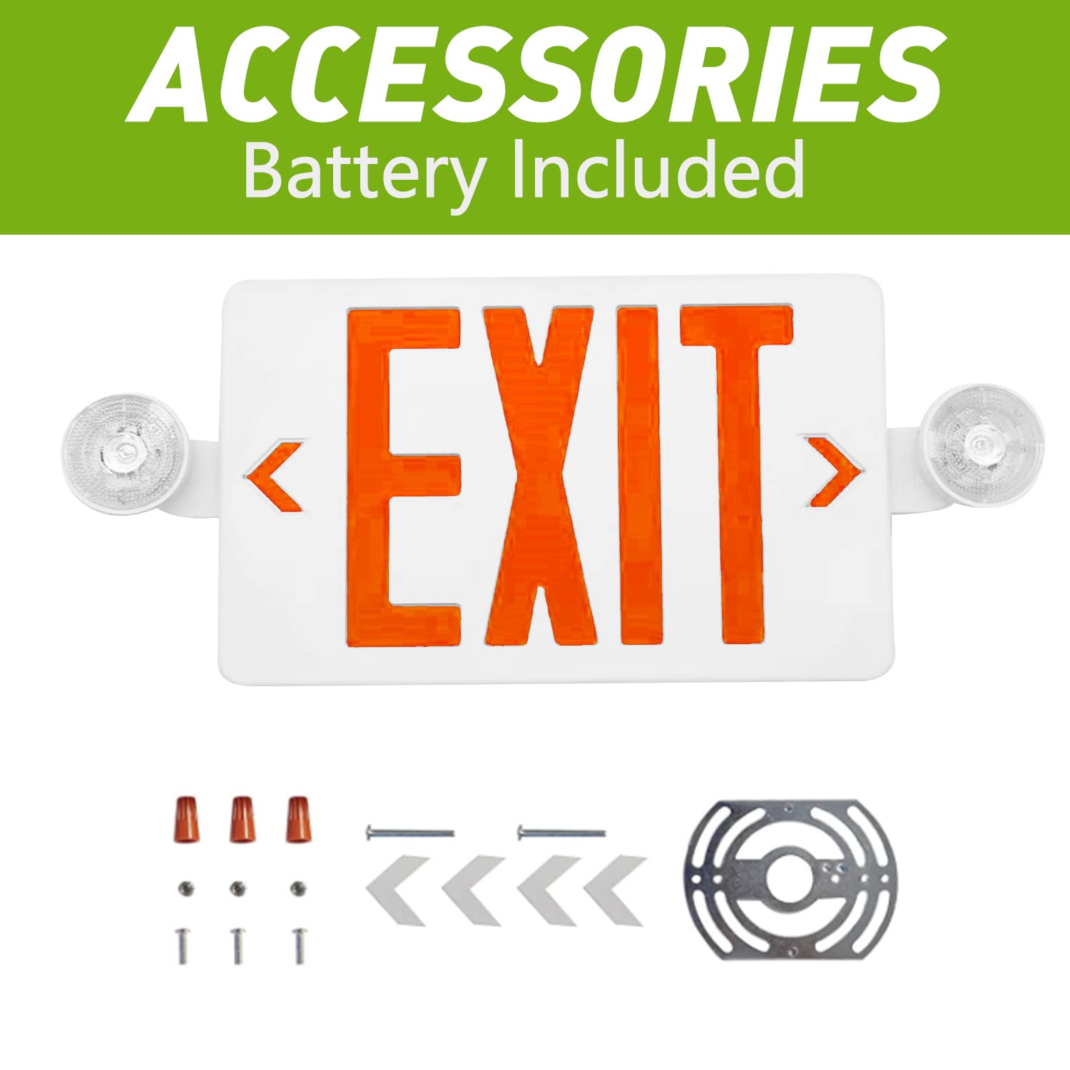 OSTEK Red LED Exit Sign with Emergency Lights - UL-Listed 120-277V Battery Backup, Dual Adjustable LED Heads, ABS Fire-Resistant - Perfect for Commercial Buildings, Warehouses & Emergency Exits