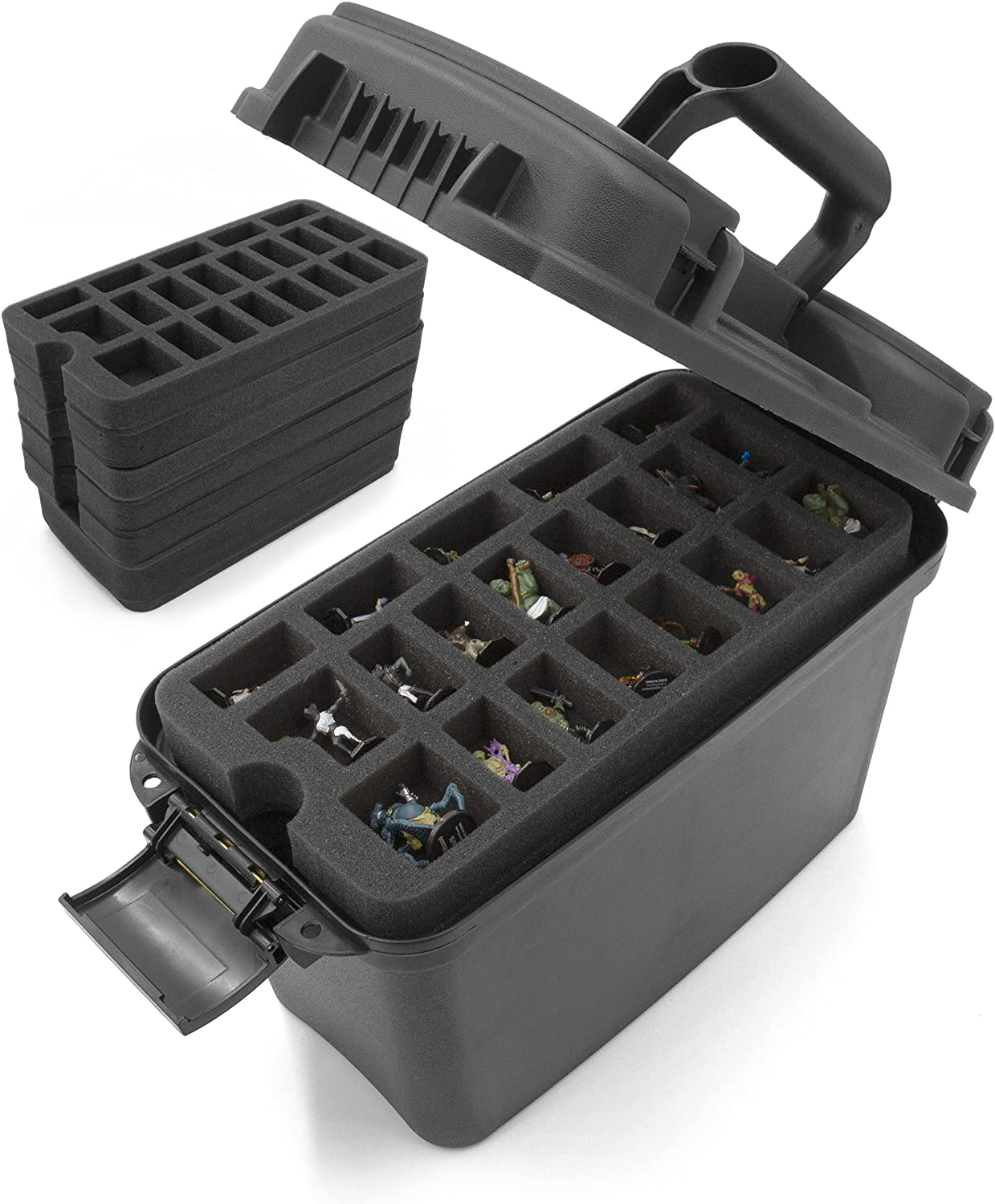 CASEMATIX Miniature Storage Hard Shell Figure Case - 105 Slot Figurine Carrying Case for Warhammer 40k, Dungeons & Dragons, Tabletop RPG Games | Portable Protection for Miniatures & Collectibles | Perfect for Gaming, Travel & Display