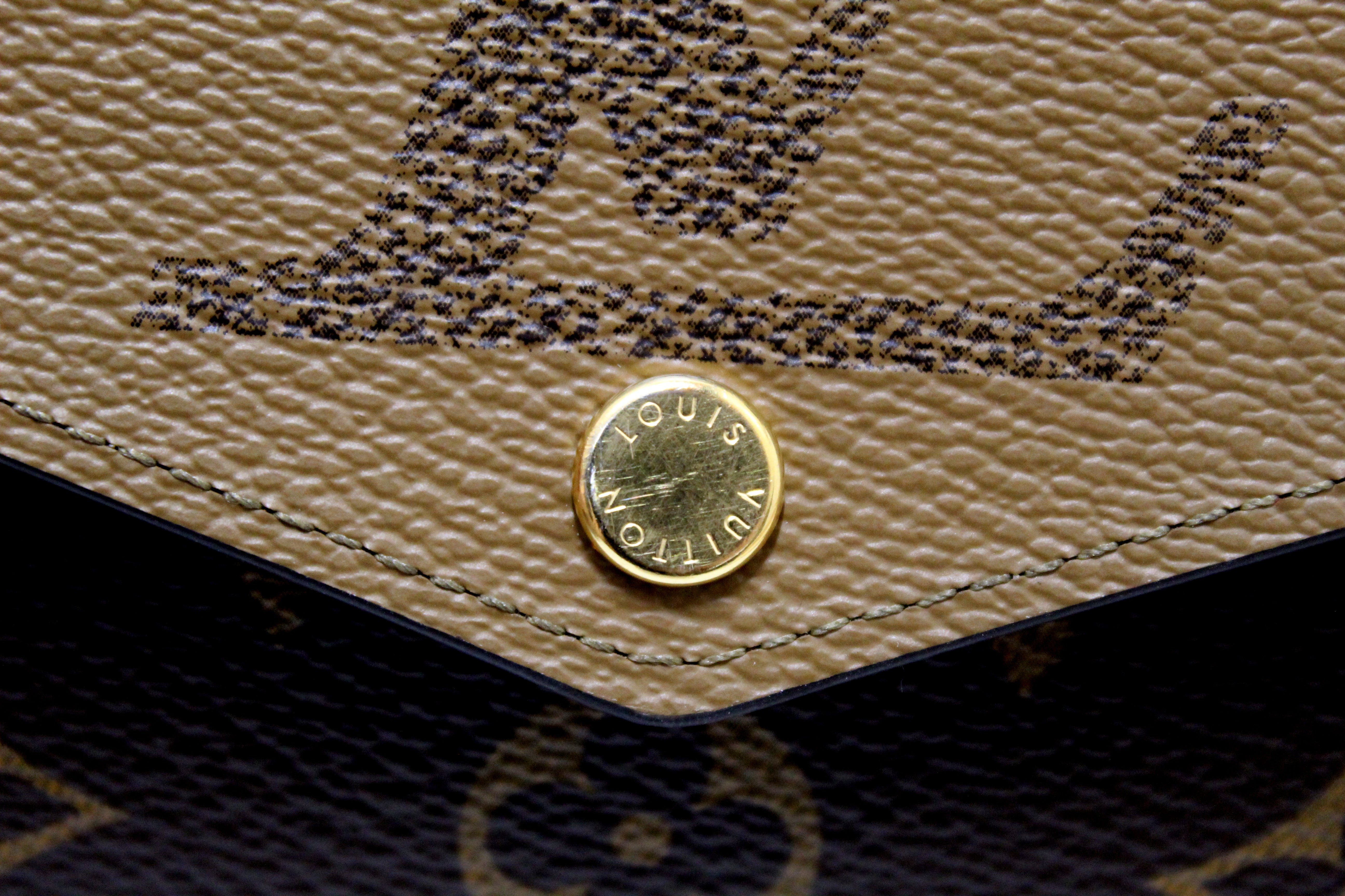 Authentic Louis Vuitton Monogram Reverse Giant Canvas Sarah Wallet - Luxury Designer Women's Bifold Wallet for Everyday Use & Special Occasions