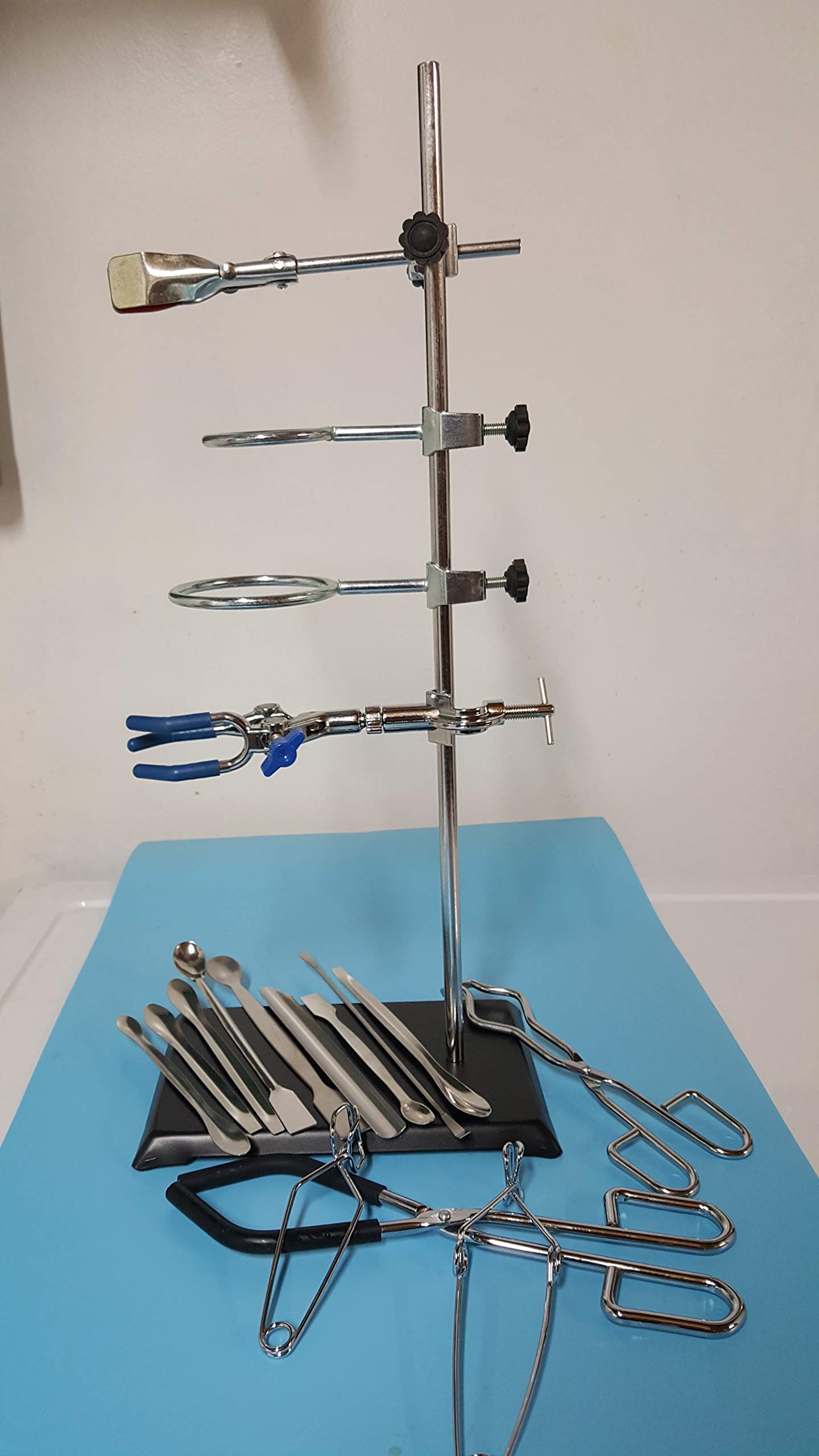 Beyondsupply Lab Cast Iron Support Ring Stand Extension Clamps - 20-Piece Set with Swivel Rings for Chemistry Experiments & Science Lab Equipment