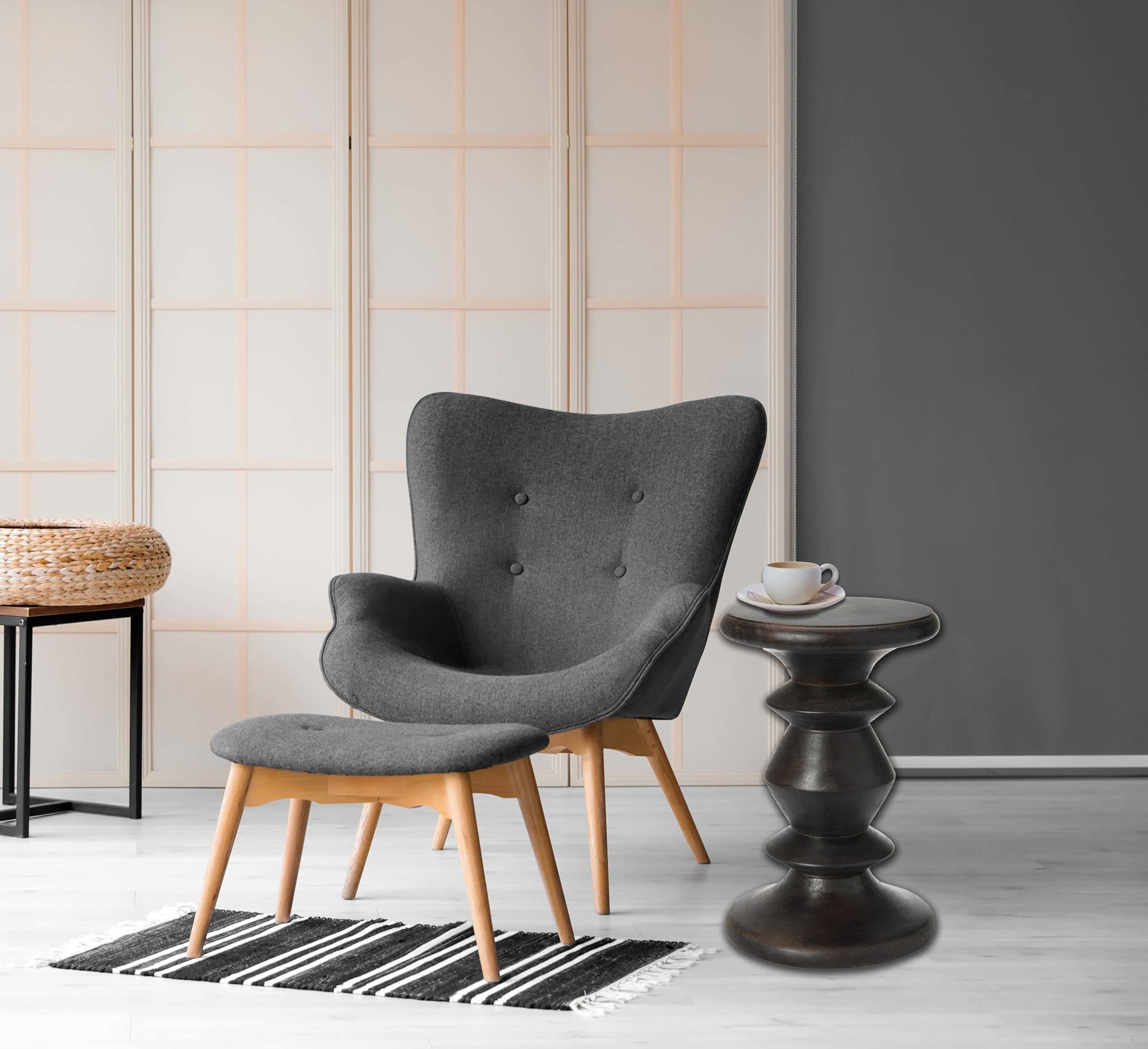 Creative Co-Op The Berns Mid-Century Modern Solid Mango Wood Table - Flat Top End Table, Stool or Nightstand - Perfect for Living Room, Bedroom & Office Decor