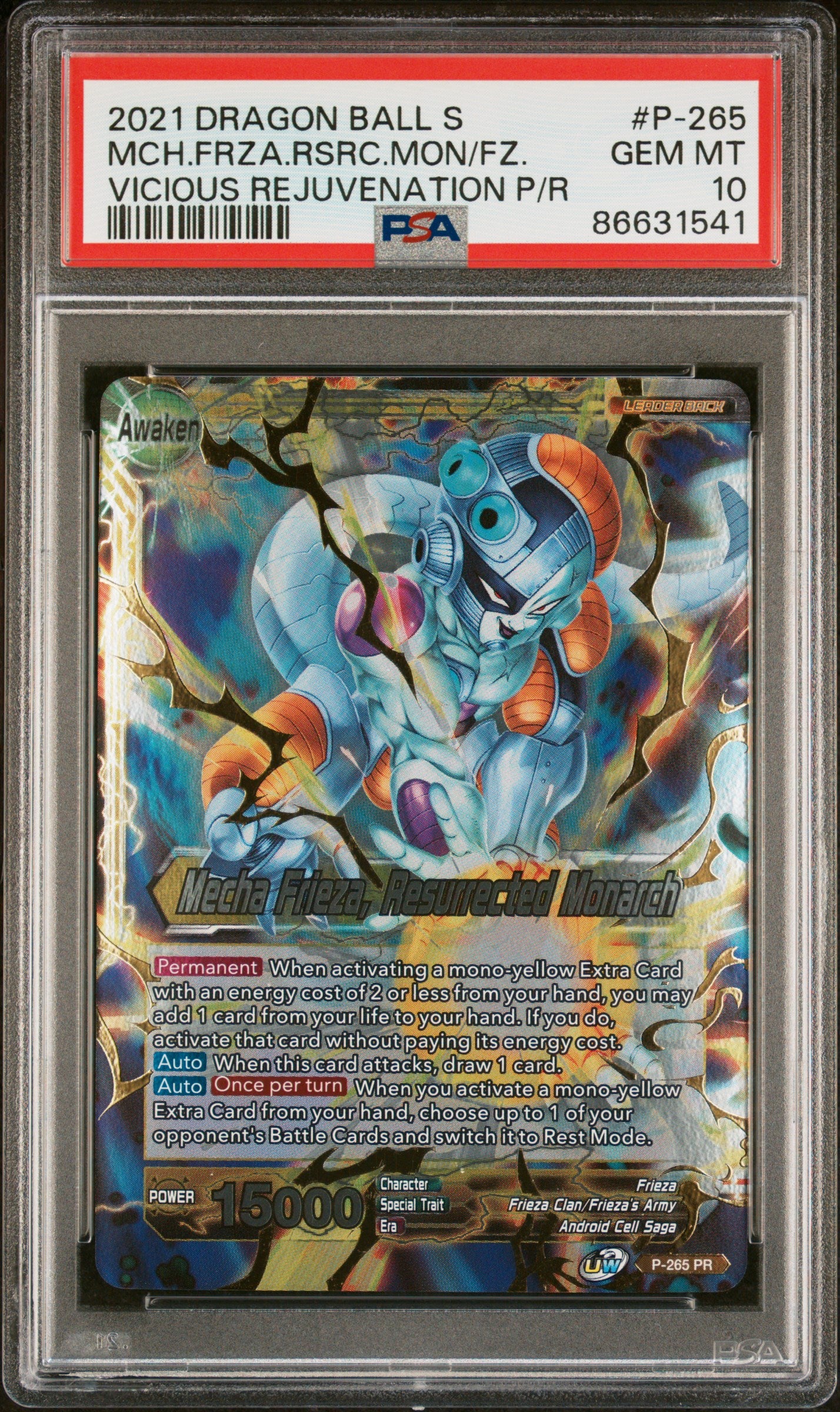 2021 Dragon Ball Super Unison Warrior MCH Frieza RSC MNRCH #P 265 PSA 10 Graded Card - Perfect for Collectors, Display & Anime Fans