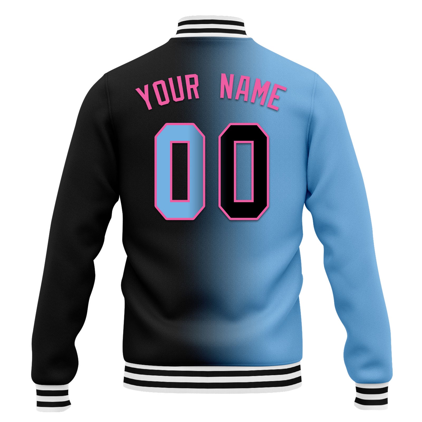 Custom Gradient Fashion Bomber Jacket - Personalized Varsity Letterman Jacket with Full Snap Closure (FZ005 D028016 27) - Perfect for School Events, Sports Games & Streetwear Fashion