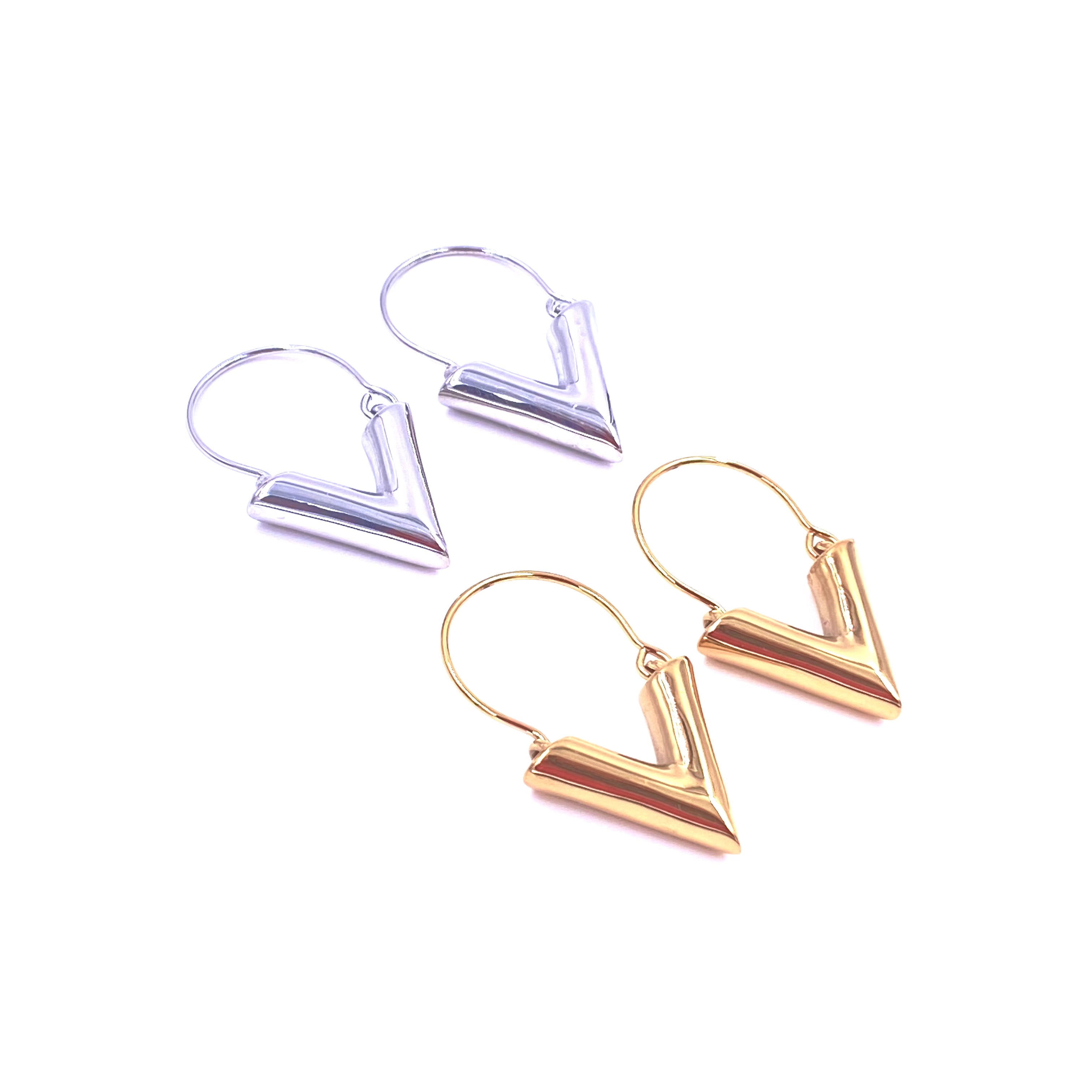 Stainless Steel Gold Plated V Hoop Earrings for Women - Hypoallergenic Fashion Jewelry - Perfect for Parties, Weddings & Everyday Wear