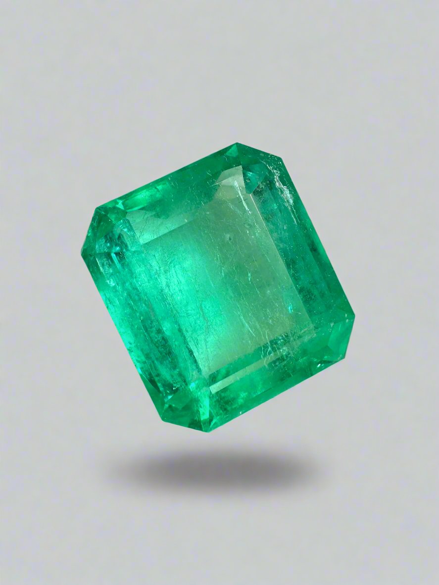 13.82 Carat Colombian Emerald Loose Gemstone - 15x14mm Emerald Cut for Jewelry Making & Engagement Rings