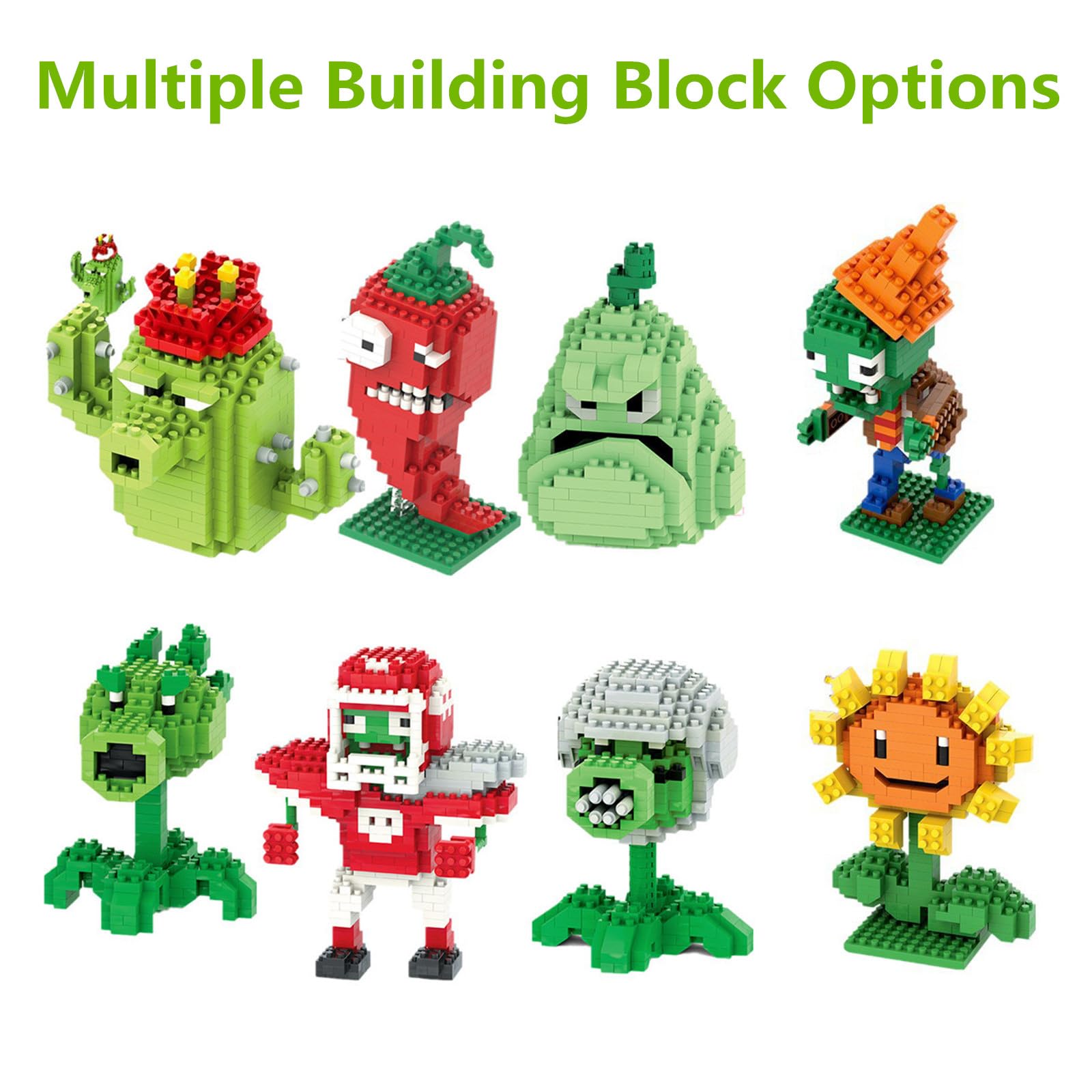 1PCS Plants vs Zombies Action Figures - PVZ Series 1 & 2 Collectible Toy Set with Chili Plant Building Blocks | Perfect Gift for Christmas & Birthday (Great for Game Fans & Collectors) | Playtime, Display & Gifting Scenarios