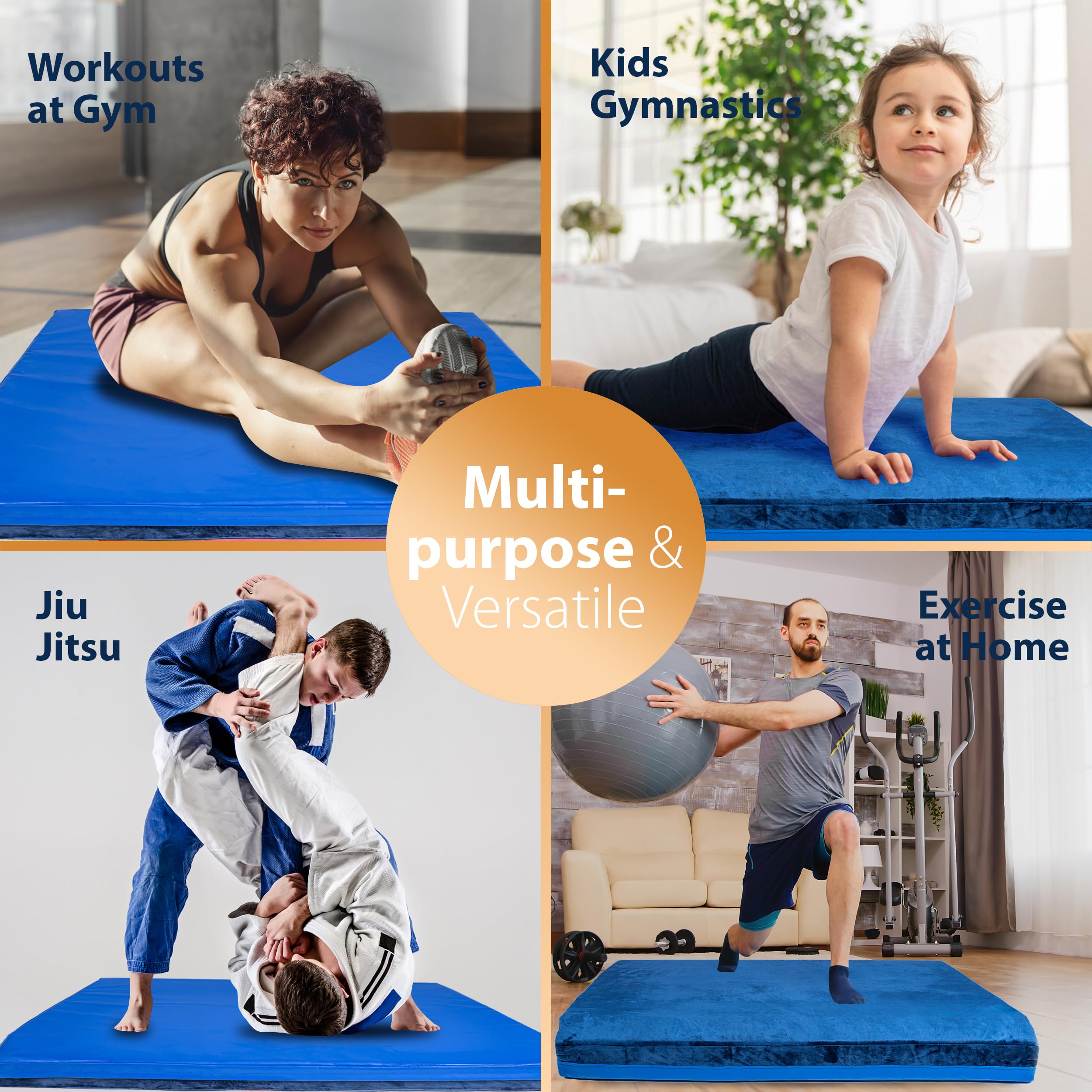 **Foamma Reversible Vinyl & Velvet Gymnastics Mat – Non-Slip, Waterproof Exercise Mat for Kids & Adults – High-Density Workout Mat for Yoga, Pilates, Home Gym & Floor Exercises**