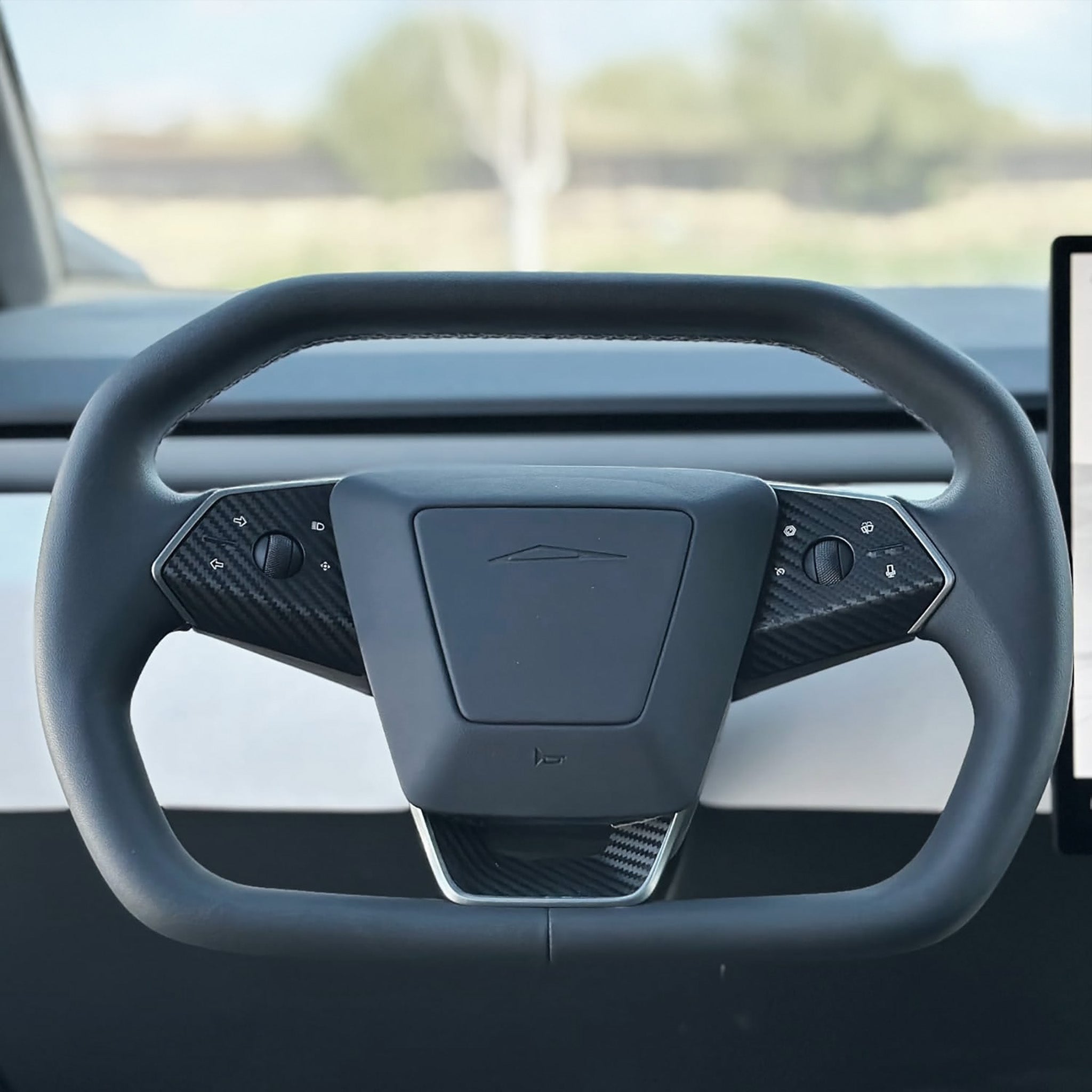 Premium Real Carbon Fiber Steering Wheel Trim Kit for Tesla Cybertruck - 3 Piece Set (Matte Finish) | Interior Upgrade & Luxury Accessories for Enhanced Driving Experience