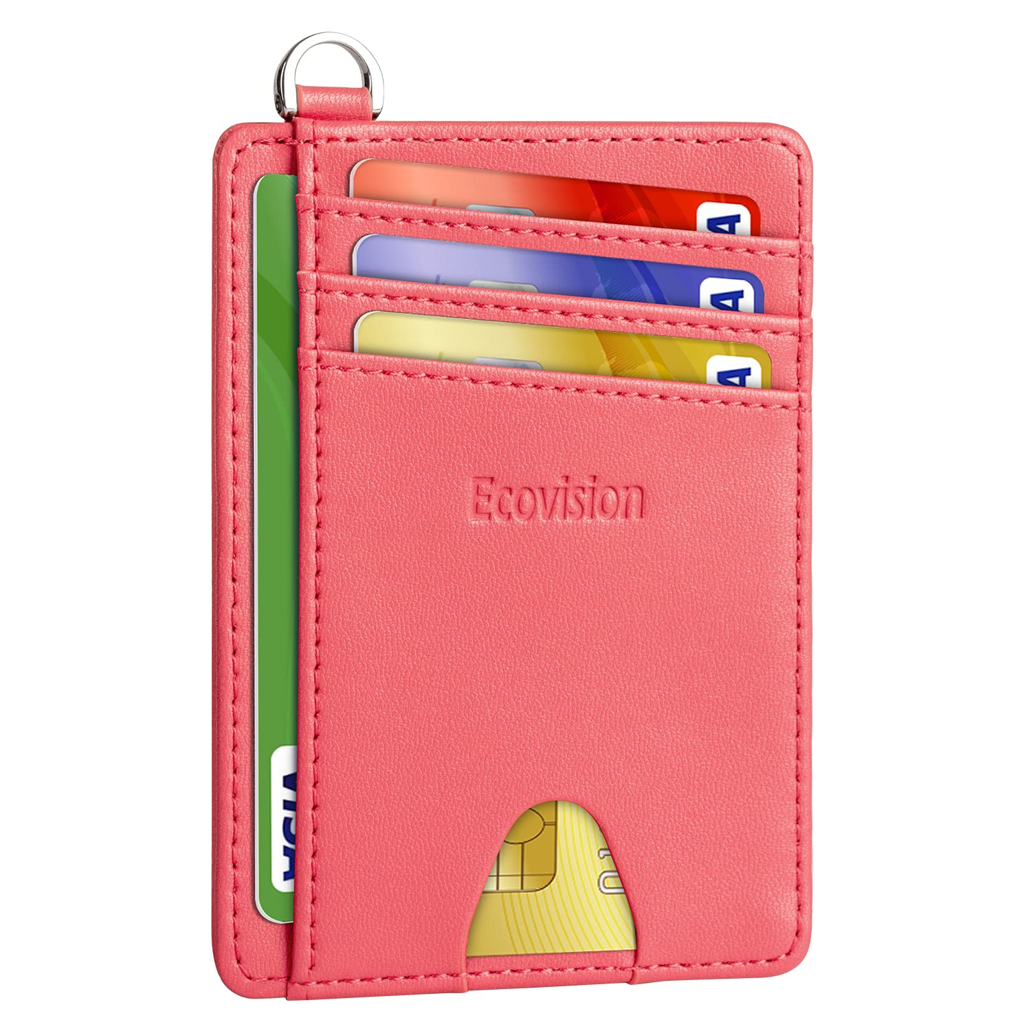 EcoVision Slim Minimalist RFID Blocking Front Pocket Wallet - Credit Card Holder with Detachable D-Shackle for Men & Women | Perfect for Travel, Daily Use & Contactless Security