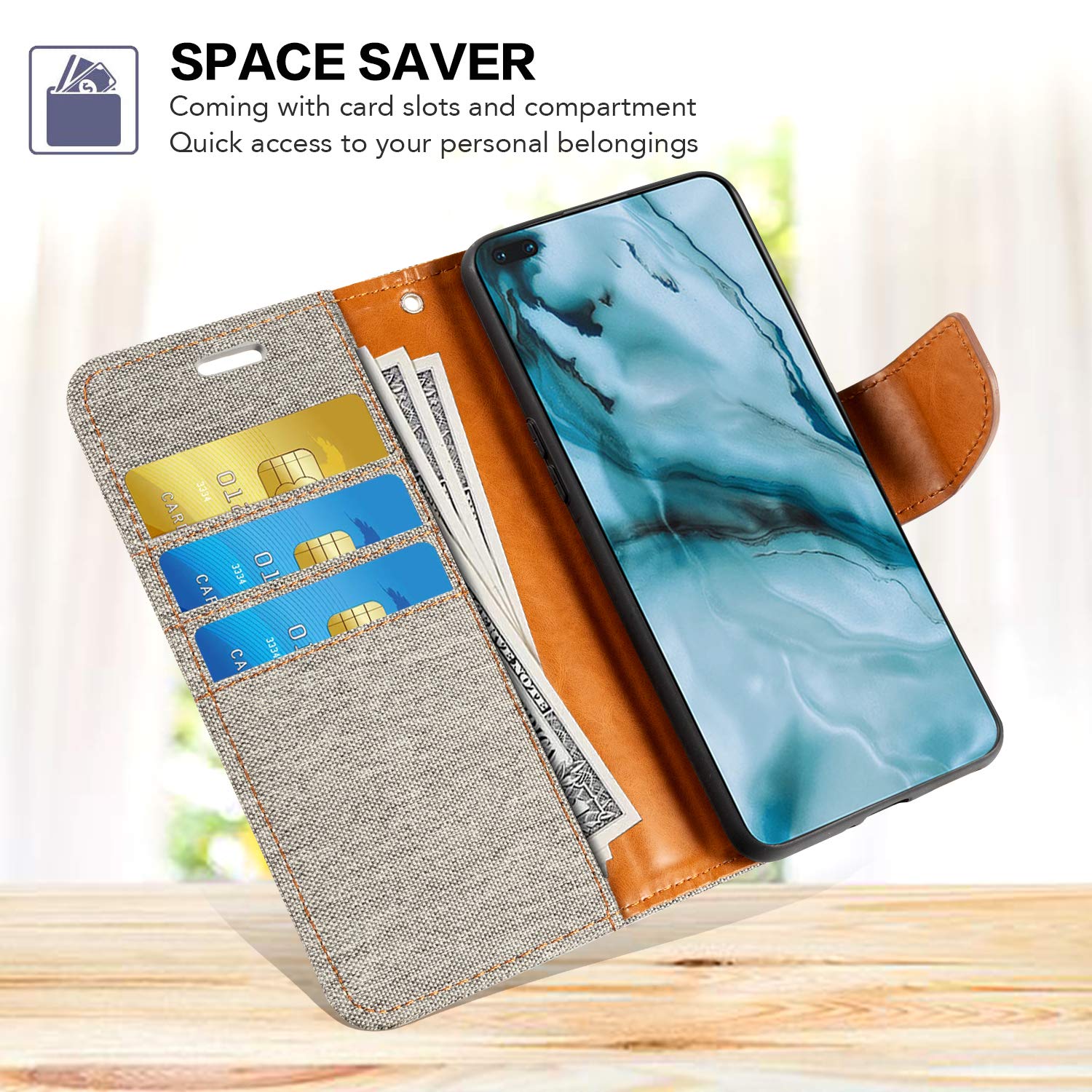 Sony Xperia Z5 Compact Case - Premium Oxford Leather Wallet Cover with Soft TPU Back & Magnetic Flip Closure | Perfect for Business, Travel & Everyday Protection