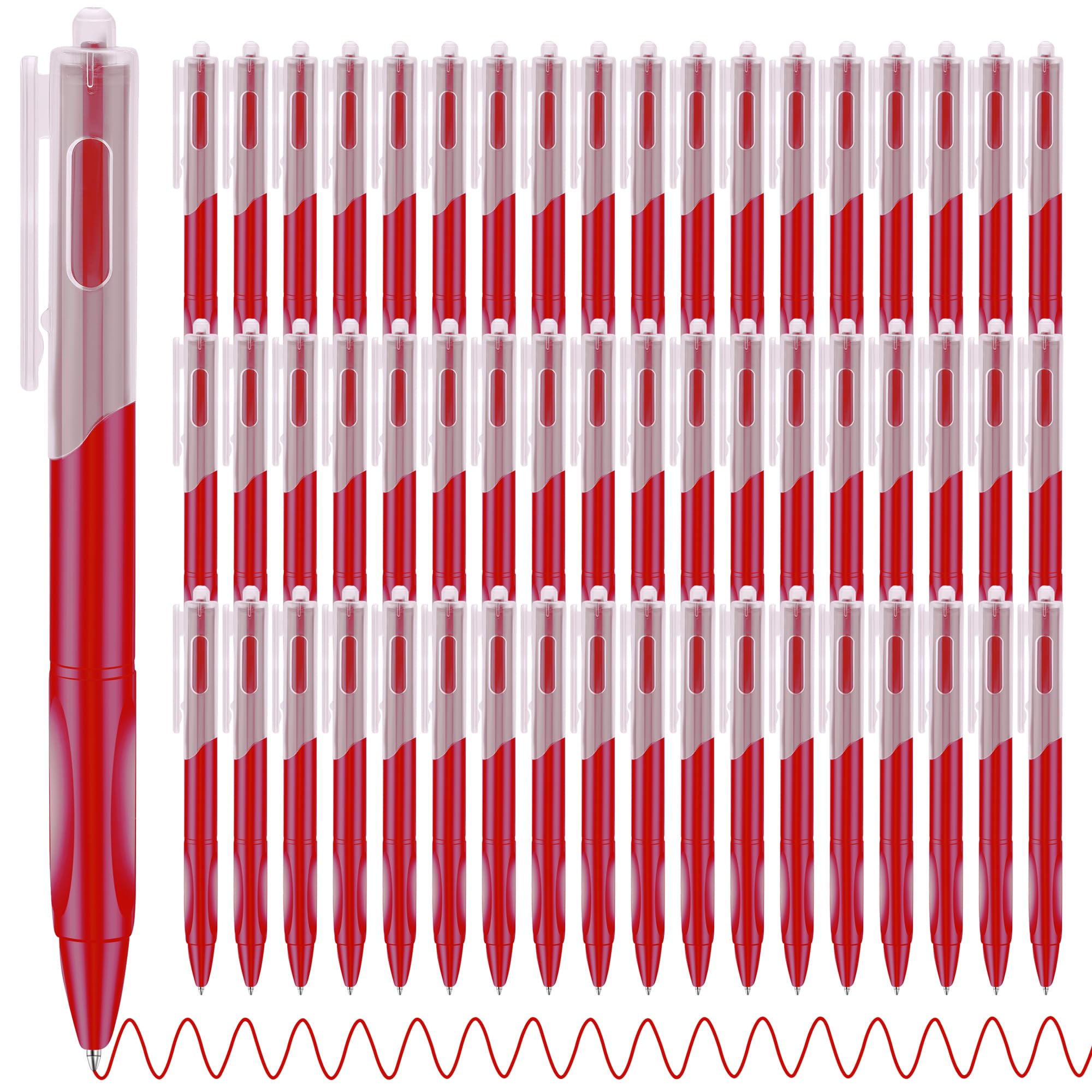 Aozora 60 Pack Bulk Red Click Pens with Comfort Grip - Retractable Ballpoint Pens Medium Point 1.0mm - Smooth Writing for Journaling, School & Office Supplies - Perfect for Note Taking, Signatures & Everyday Use