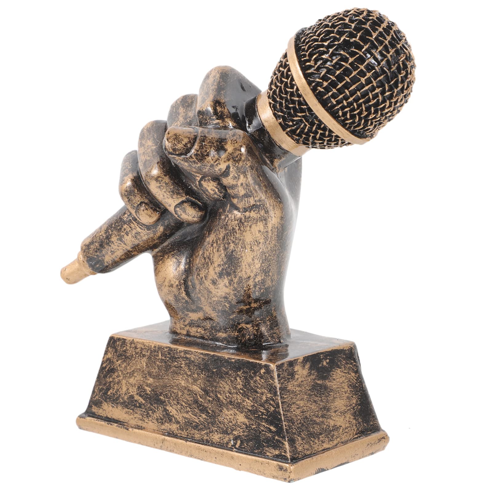WESIEVYA 4-Piece Antique Microphone Trophy Set - Gold Music Award Statues, Resin Decor for Singing Competition, Karaoke Party & Office Awards - Funny Microfono Trophies for DJs, Musicians & Music Lovers