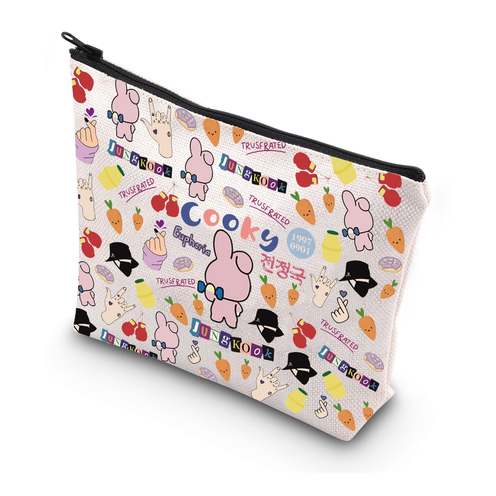 **WSNANG K-pop Makeup Bag for BTS Army Fans - Cute K-pop Characters Cosmetics Storage Pouch - Perfect Gift for K-pop Music Lovers (Cook Bag) - Ideal for Travel, School & Concert Makeup Organization**