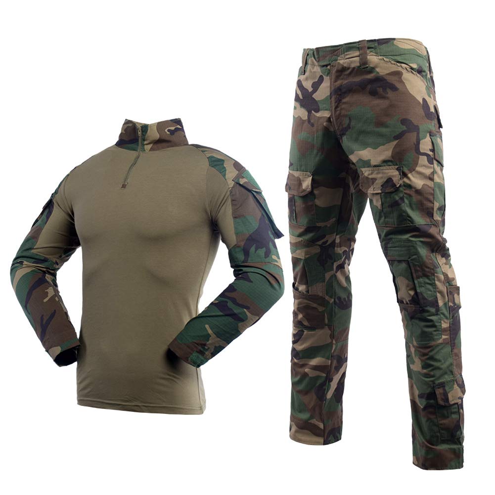 Men's Tactical Military Uniform Set - Camouflage Combat Shirt & Pants for Outdoor Hunting, Airsoft, Paintball & Survival Gear | Durable Tactical Suit for Adventure & Training